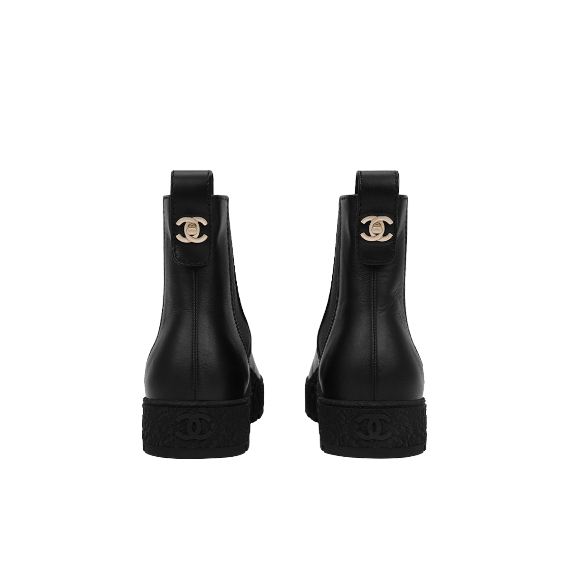 (W) 샤넬 앵클 부츠 카프스킨 & 블랙((W) Chanel Ankle Boots Calfskin & Black) - 4