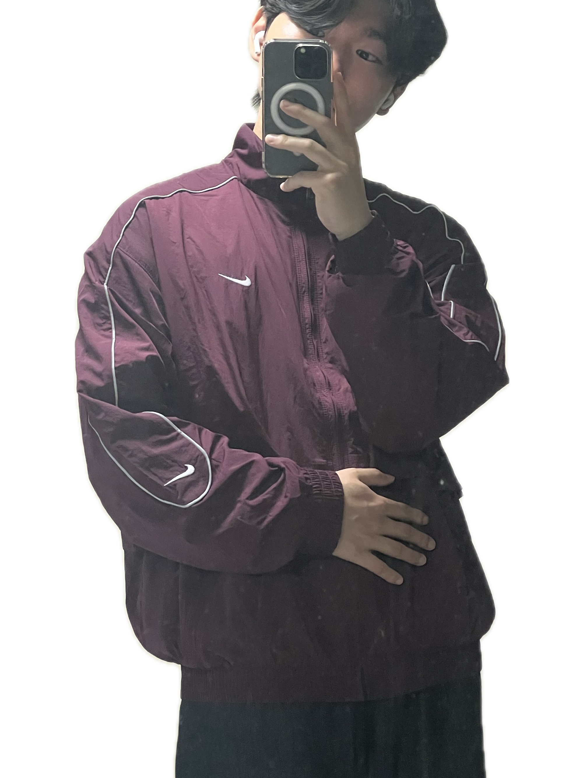 Nike NSW Solo Swoosh Woven Track Jacket Night Maroon - Asia 착용 스타일