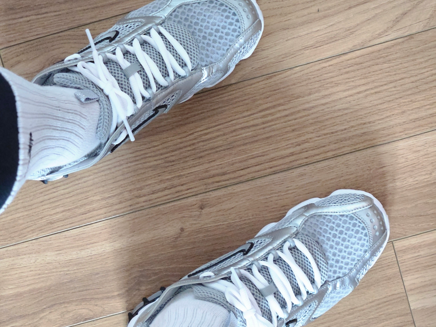 Nike Air Zoom Spiridon Cage 2 Metallic Silver 착용 스타일 - 5