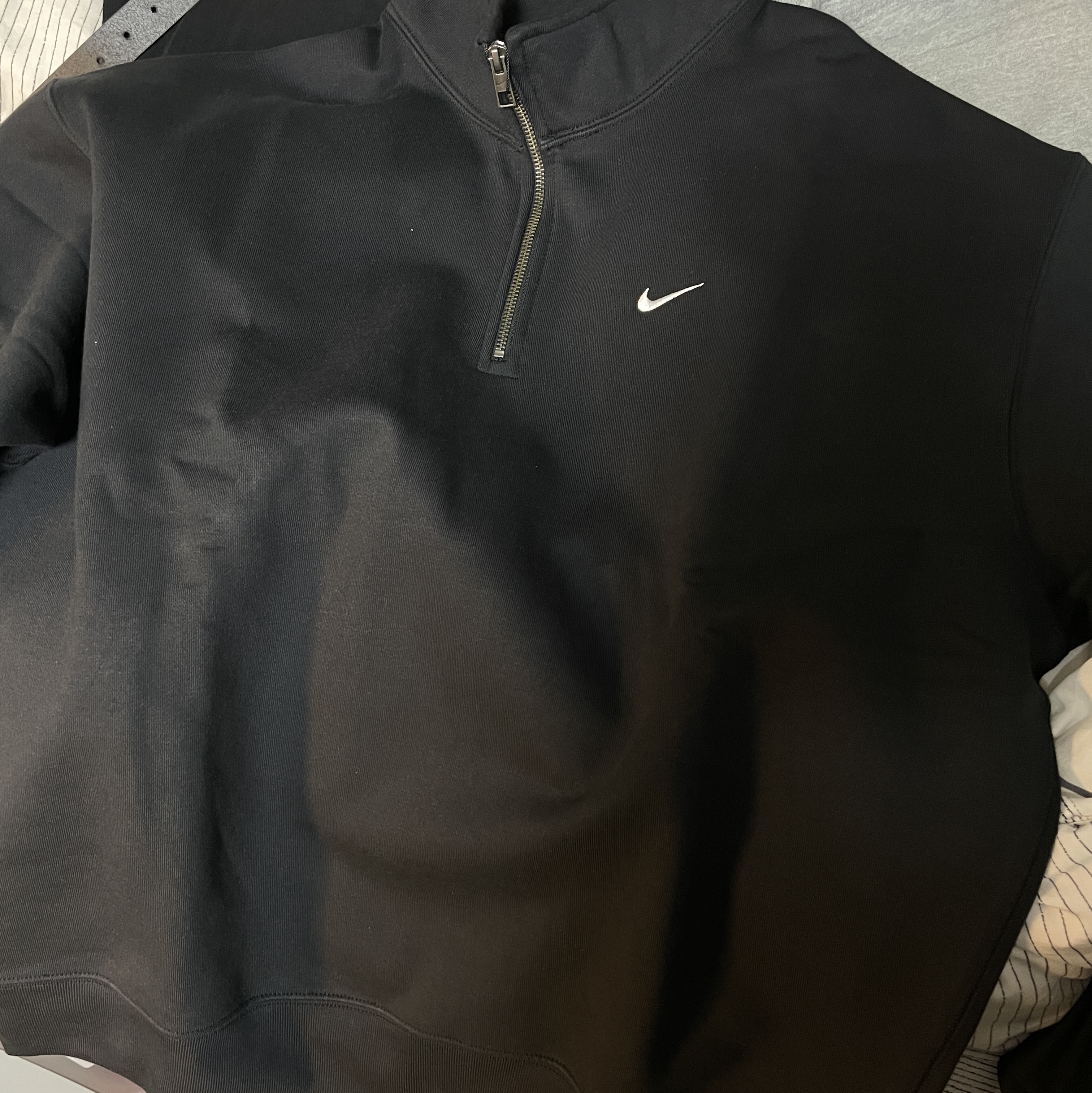 Nike NRG Solo Swoosh Heavy Weight BB Quarter Zip Top Black - Asia 착용 스타일