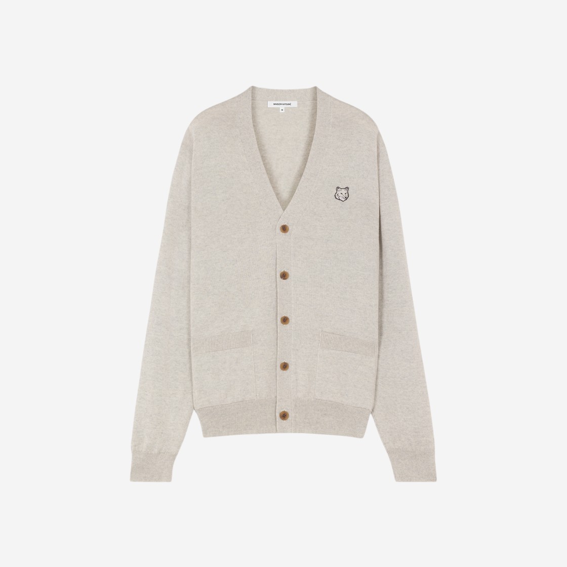 Maison Kitsune Bold Fox Head Patch Regular Cardigan Light Grey Melange 상세 이미지 1