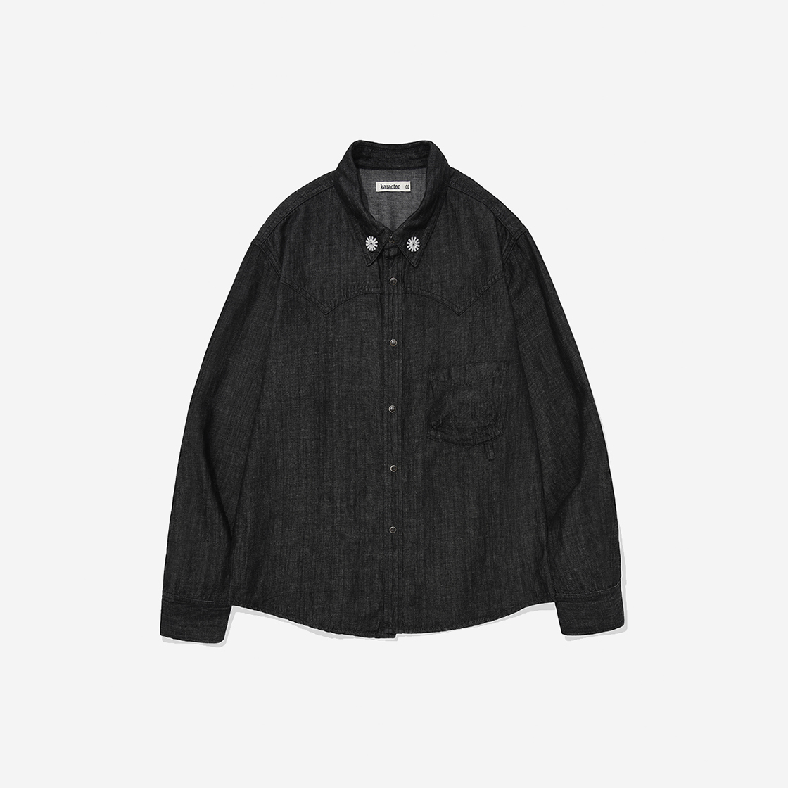 카락터 웨스턴 린넨 데님 셔츠 블랙(Karactor Western Linen Denim Shirts Black)