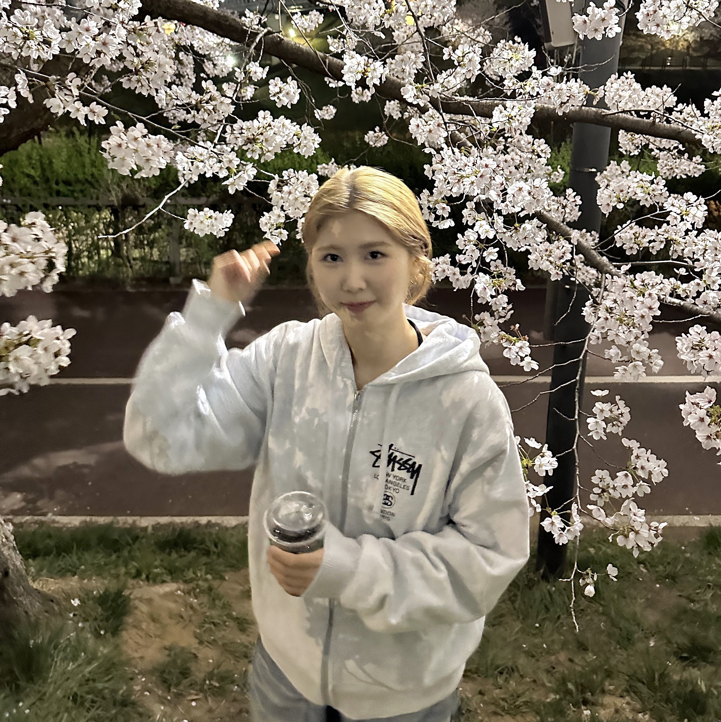 Stussy World Tour Zip Hoodie Ash Heather 2023 착용 스타일 - 1