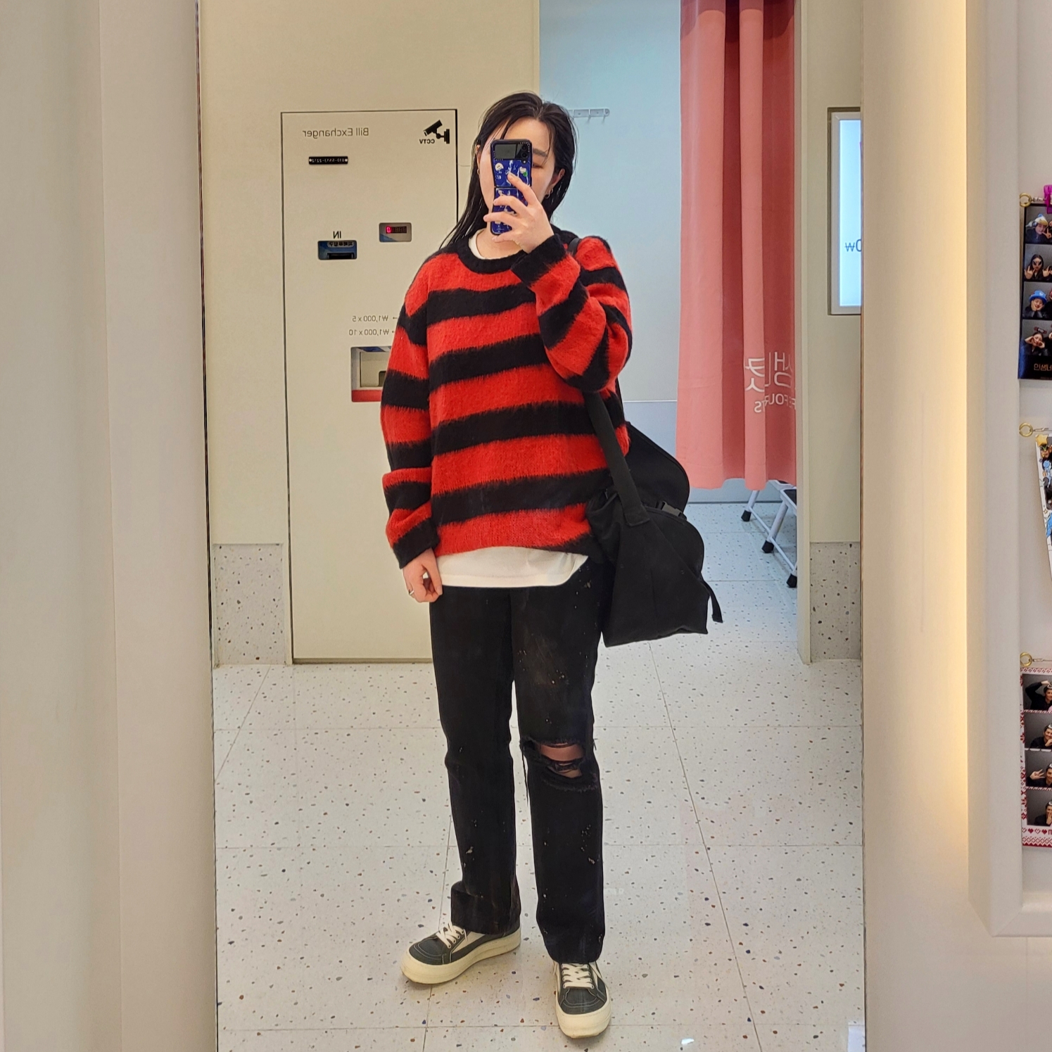 Rick Owens Drkshdw Luxor Overdyed Denim Vintage Sneakers Hustler Blue 착용 스타일 - 4