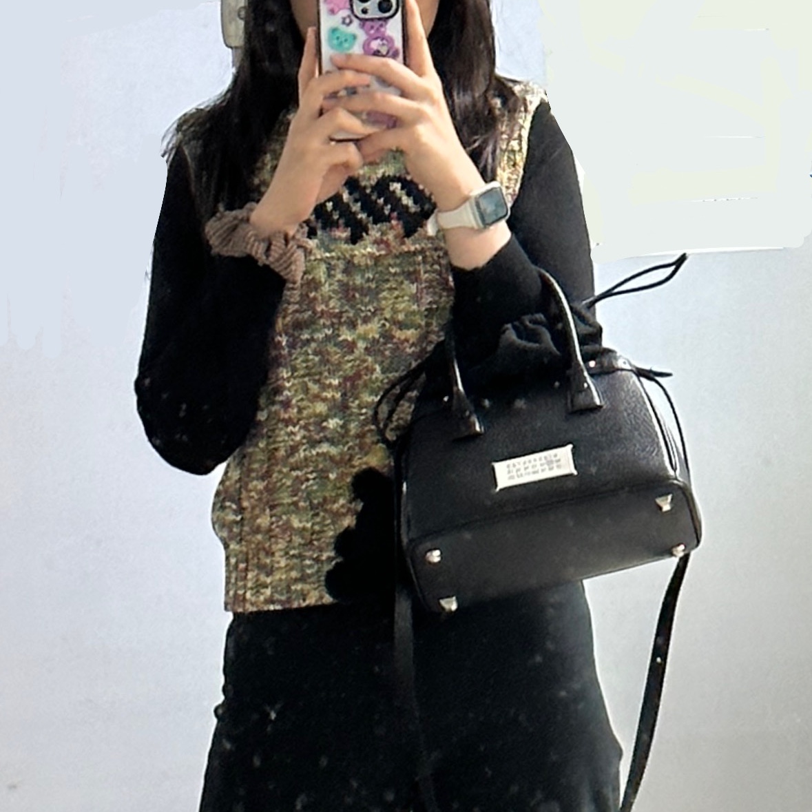 (W) Ganni Cotton Rope Vest Multicolour, Matin Kim Black Bunny Toy Keyring Black 착용 스타일