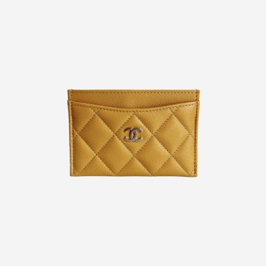 Chanel Classic Card Holder Grained Shiny Calfskin & Gold Yellow