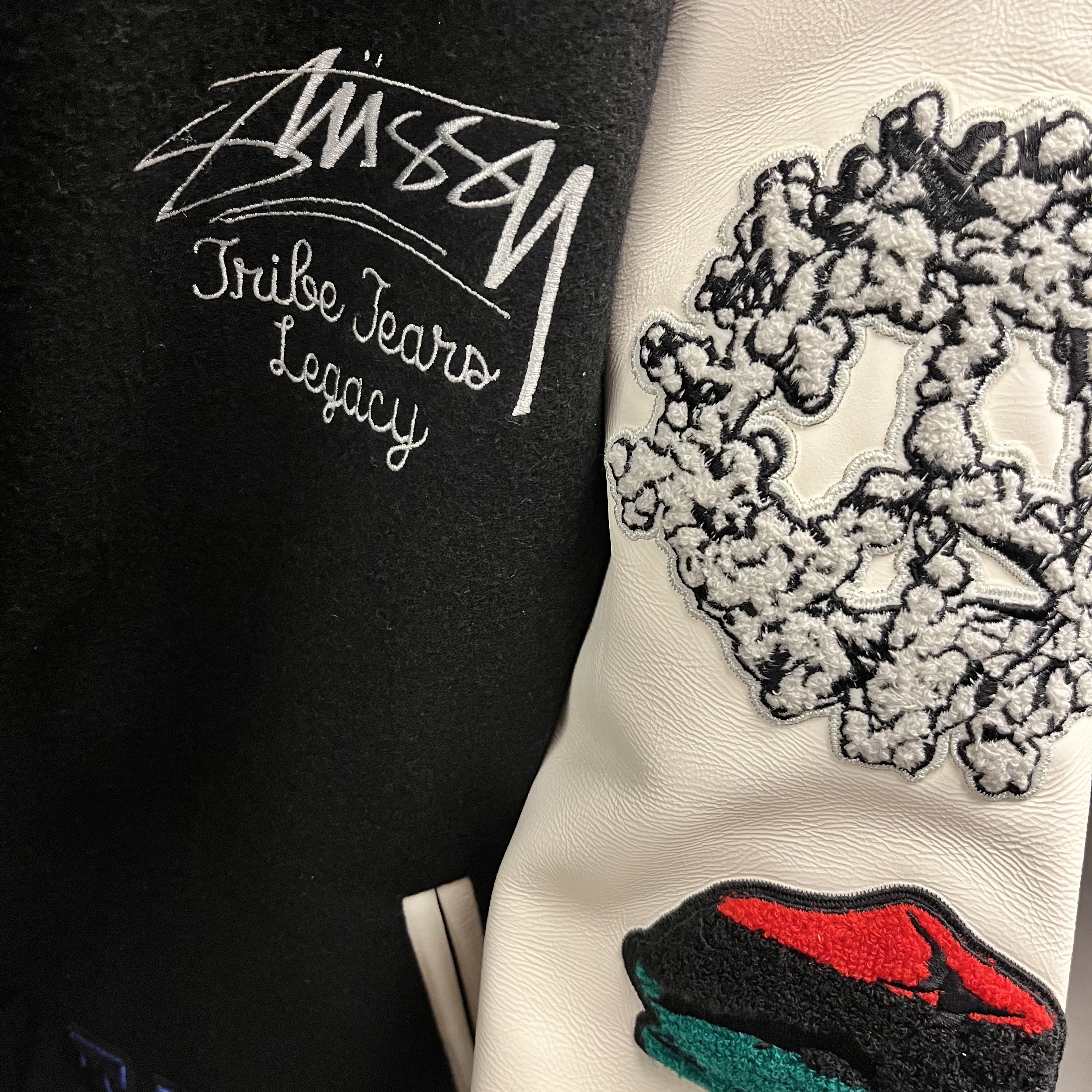 Stussy x Our Legacy x Denim Tears TTL Varsity Jacket Black 착용 스타일