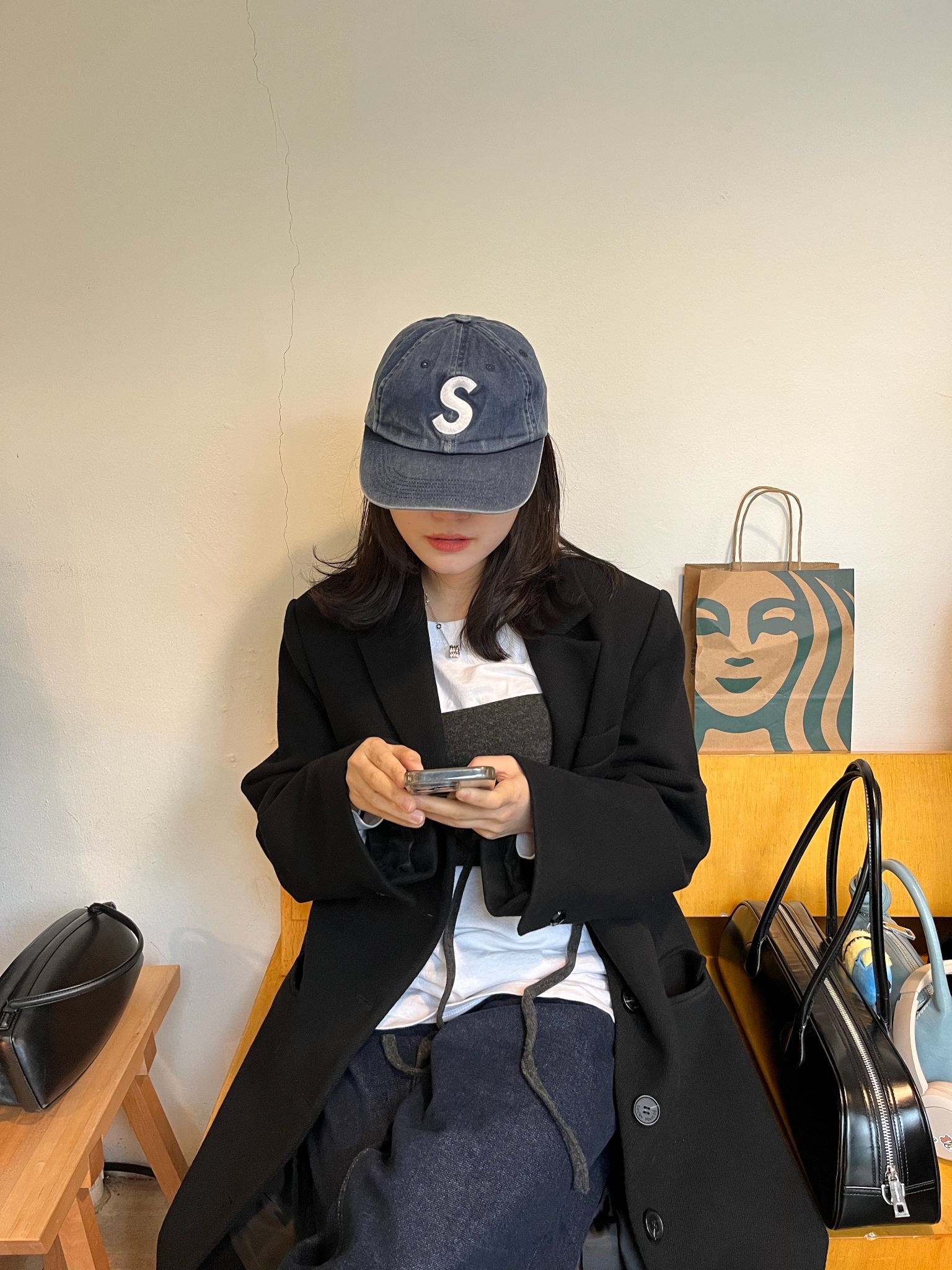 Supreme Pigment Print S Logo 6-Panel Navy - 23FW 착용 스타일