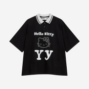 Open Yy x Hello Kitty Collared T-Shirt Black