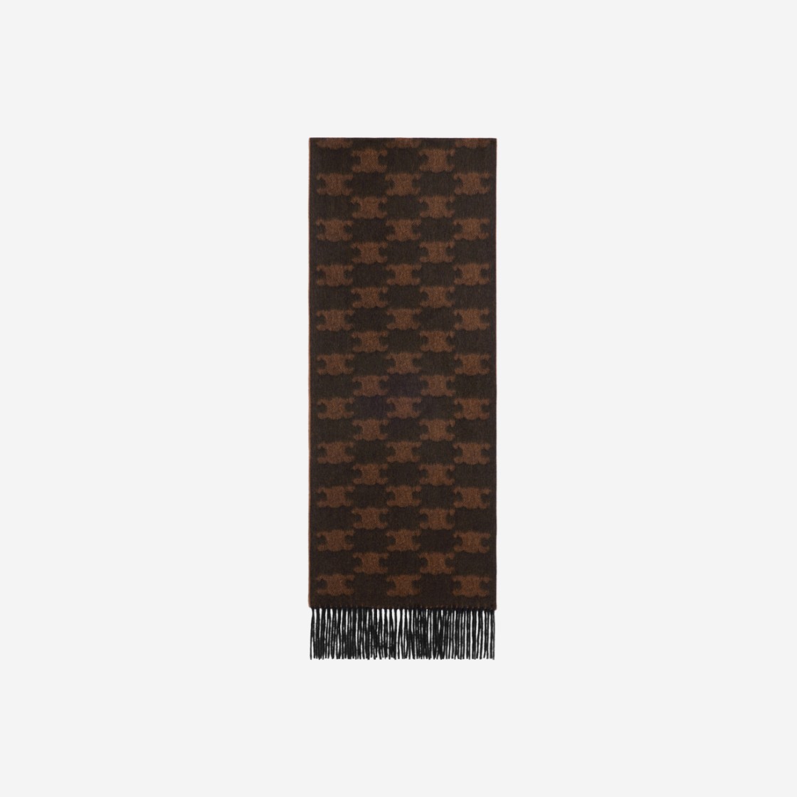 Celine Fringed Scarf in Monogram Cashmere Black Toffee 상세 이미지 1