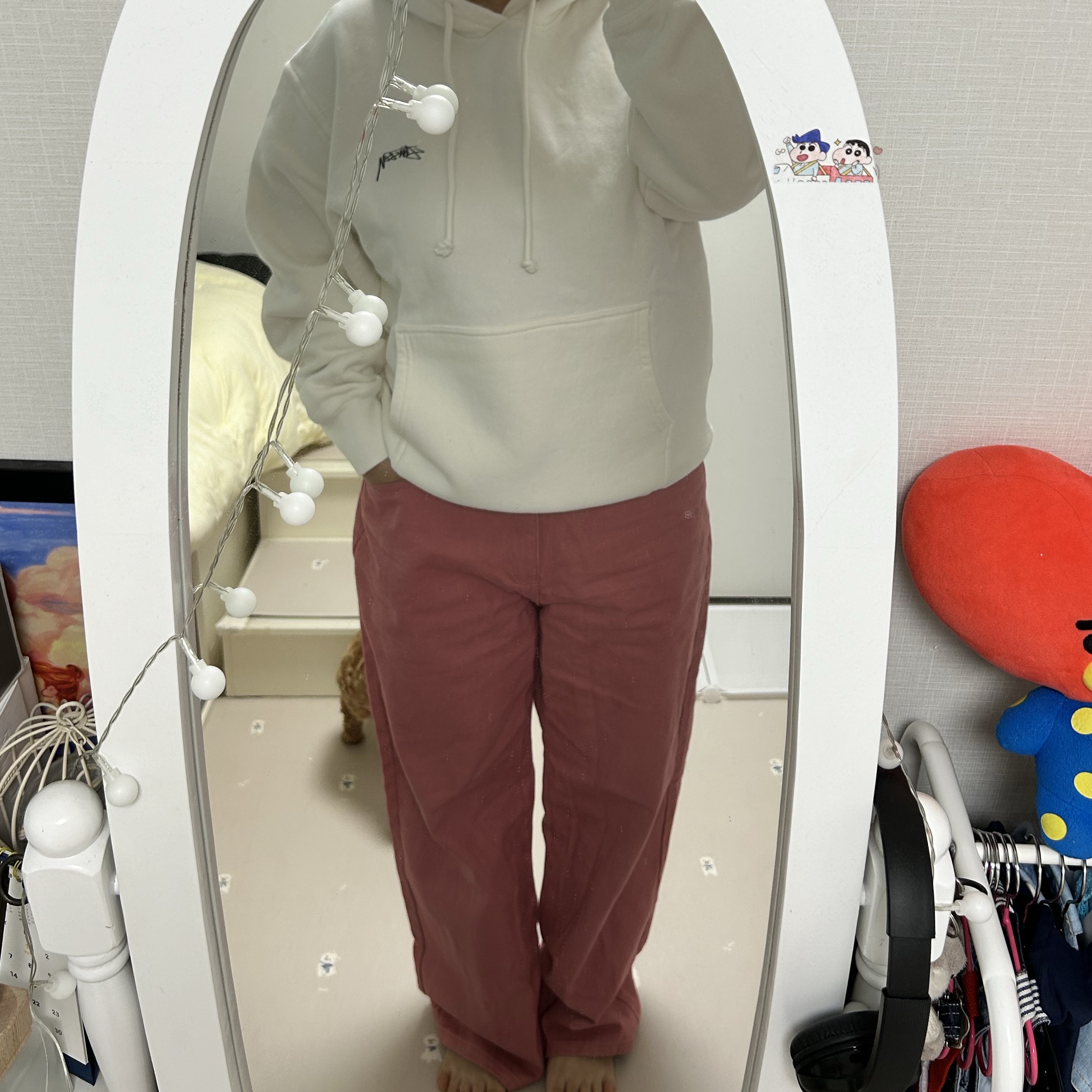 Stussy Smooth Stock Pigment Dyed Hoodie Natural 착용 스타일 - 3