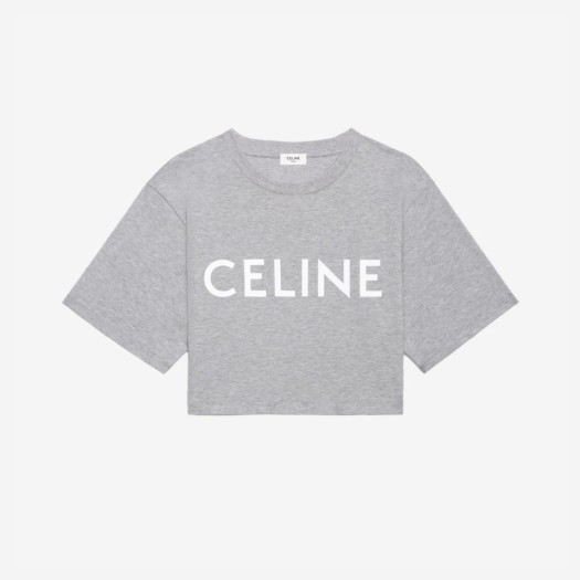 (W) 셀린느 코튼 저지 크롭 티셔츠 그레이 오프 화이트
