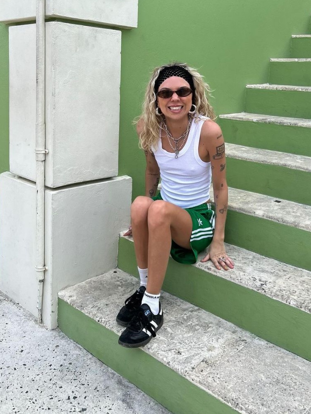 (W) Adidas x Sporty & Rich Shorts Legend Ink - KR Sizing, (W) Adidas 3-Stripes Woven Shorts Black - KR Sizing 착용 스타일 - 9