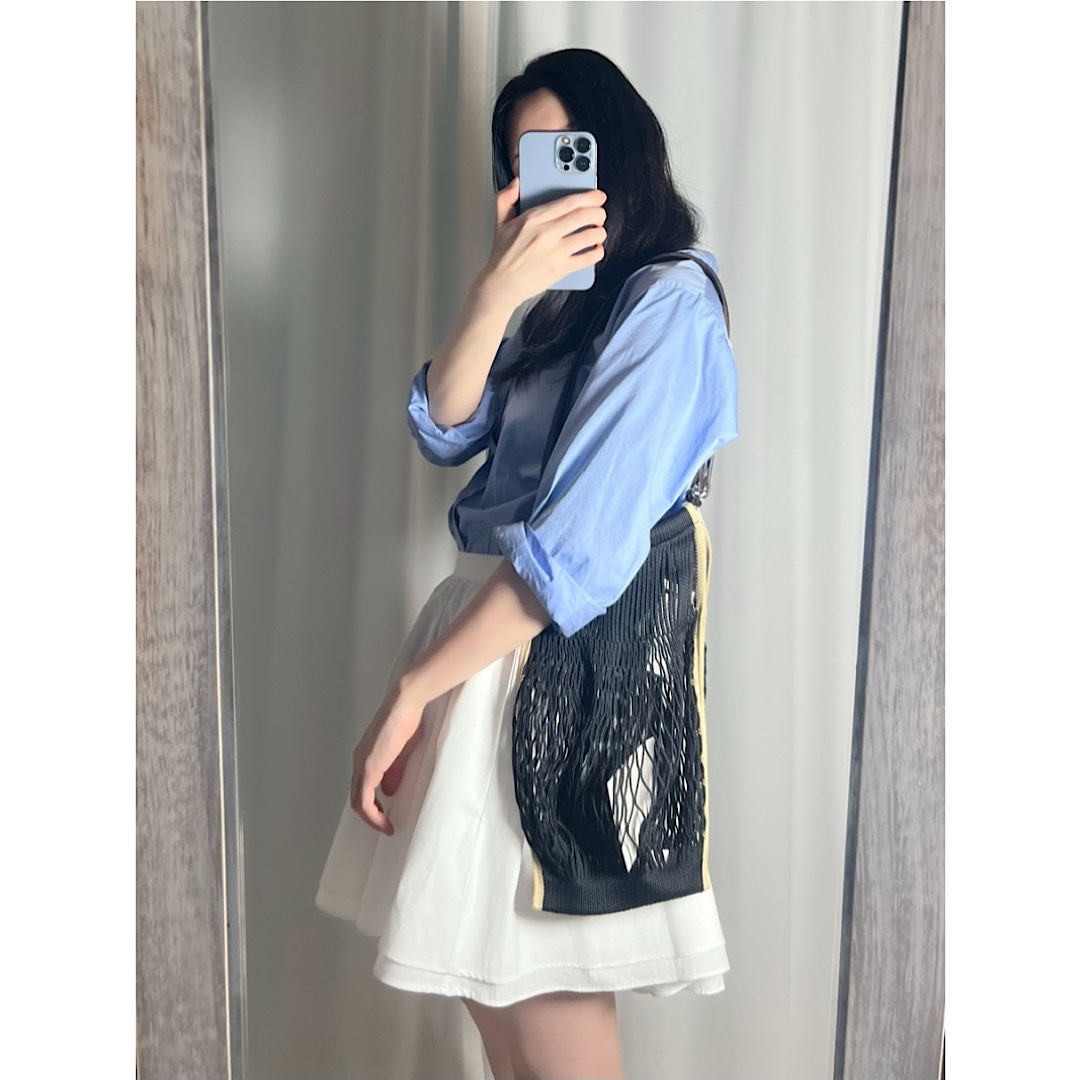 Lemaire Nylon Net Medium Filt Net Shopping Bag Black 착용 스타일