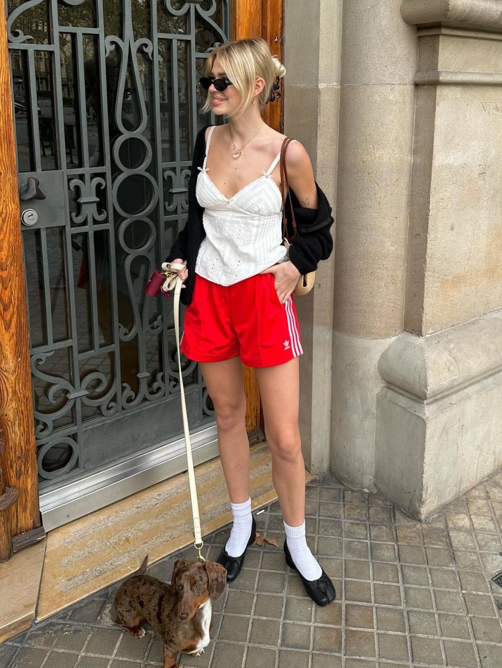 (W) Adidas x Sporty & Rich Shorts Legend Ink - KR Sizing, (W) Adidas 3-Stripes Woven Shorts Black - KR Sizing 착용 스타일 - 10