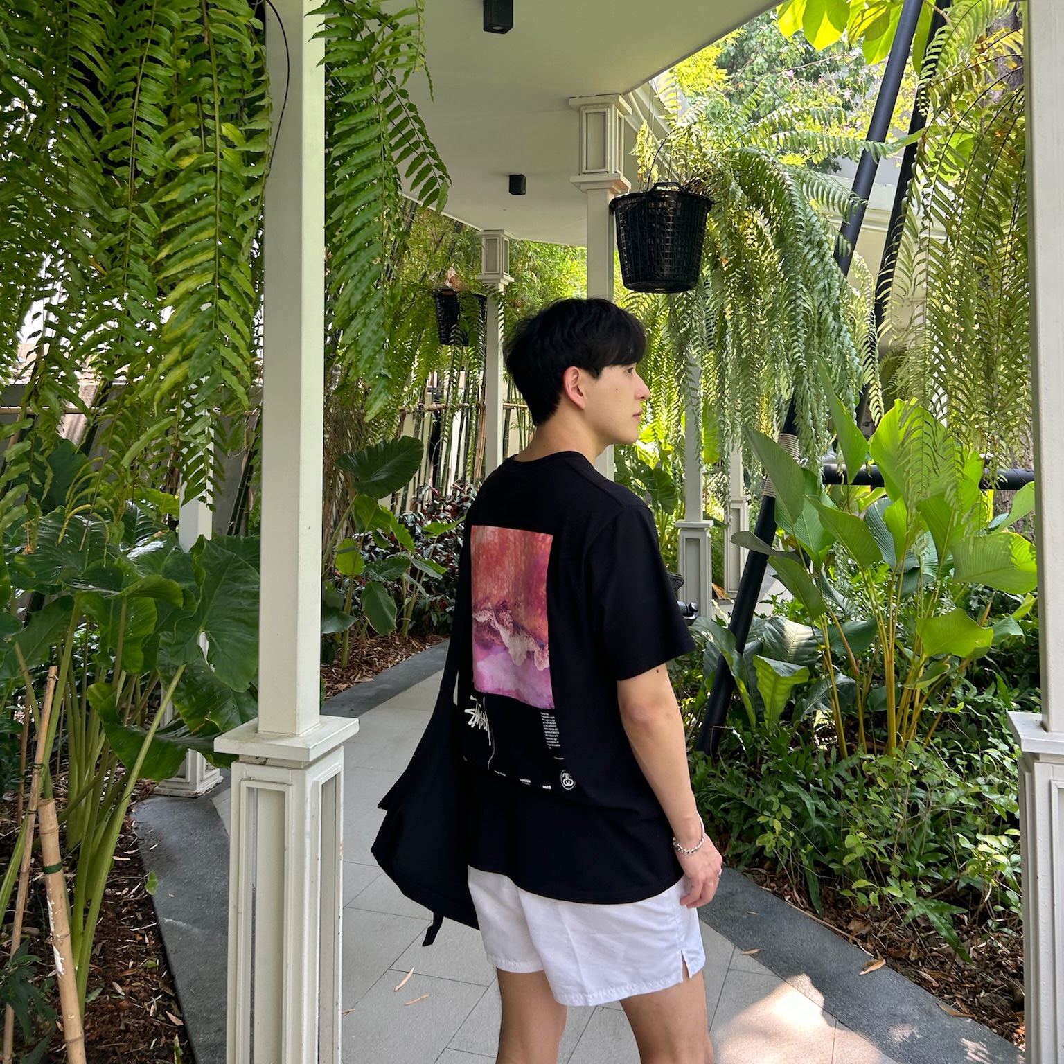 Stussy Ocean Dream T-Shirt Black 착용 스타일 - 1