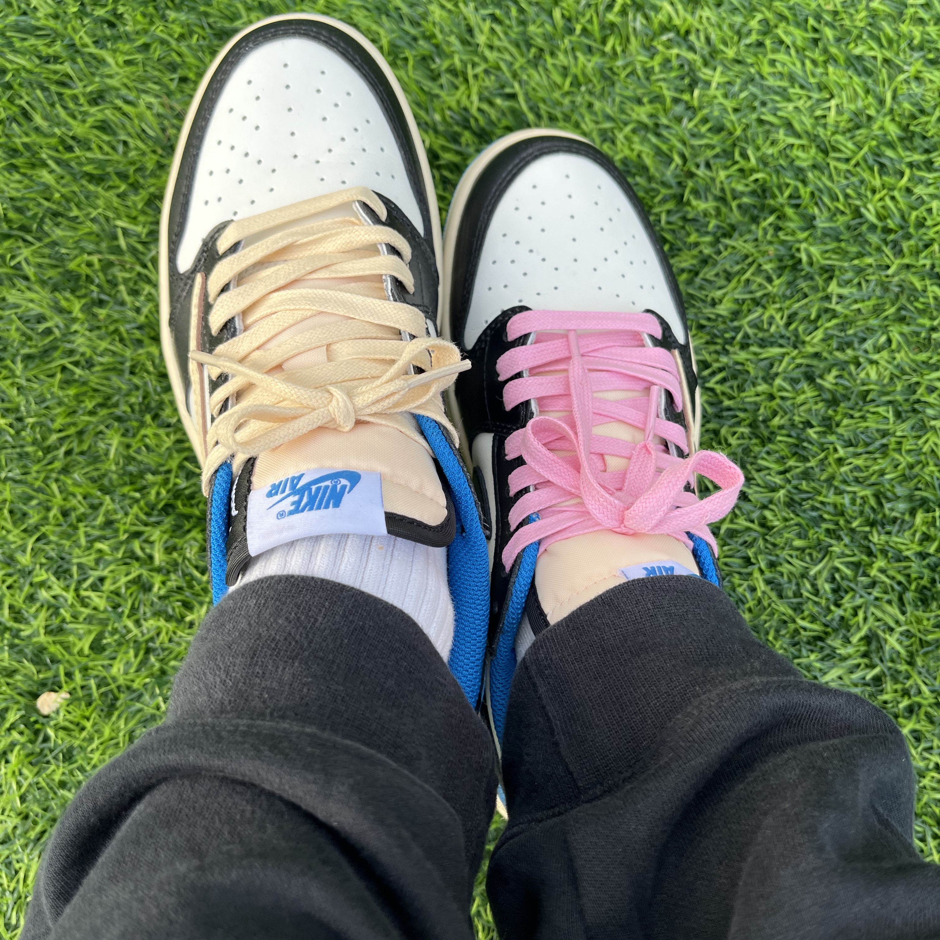 Jordan 1 x Travis Scott x Fragment Retro Low OG SP Military Blue 착용 스타일
