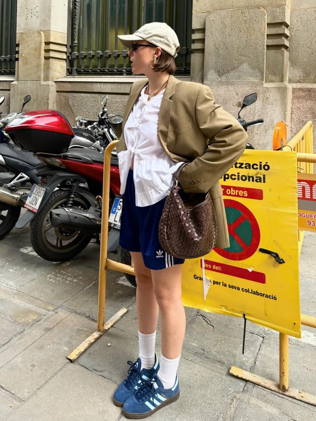 (W) Adidas x Sporty & Rich Shorts Legend Ink - KR Sizing, (W) Adidas 3-Stripes Woven Shorts Black - KR Sizing 착용 스타일 - 7