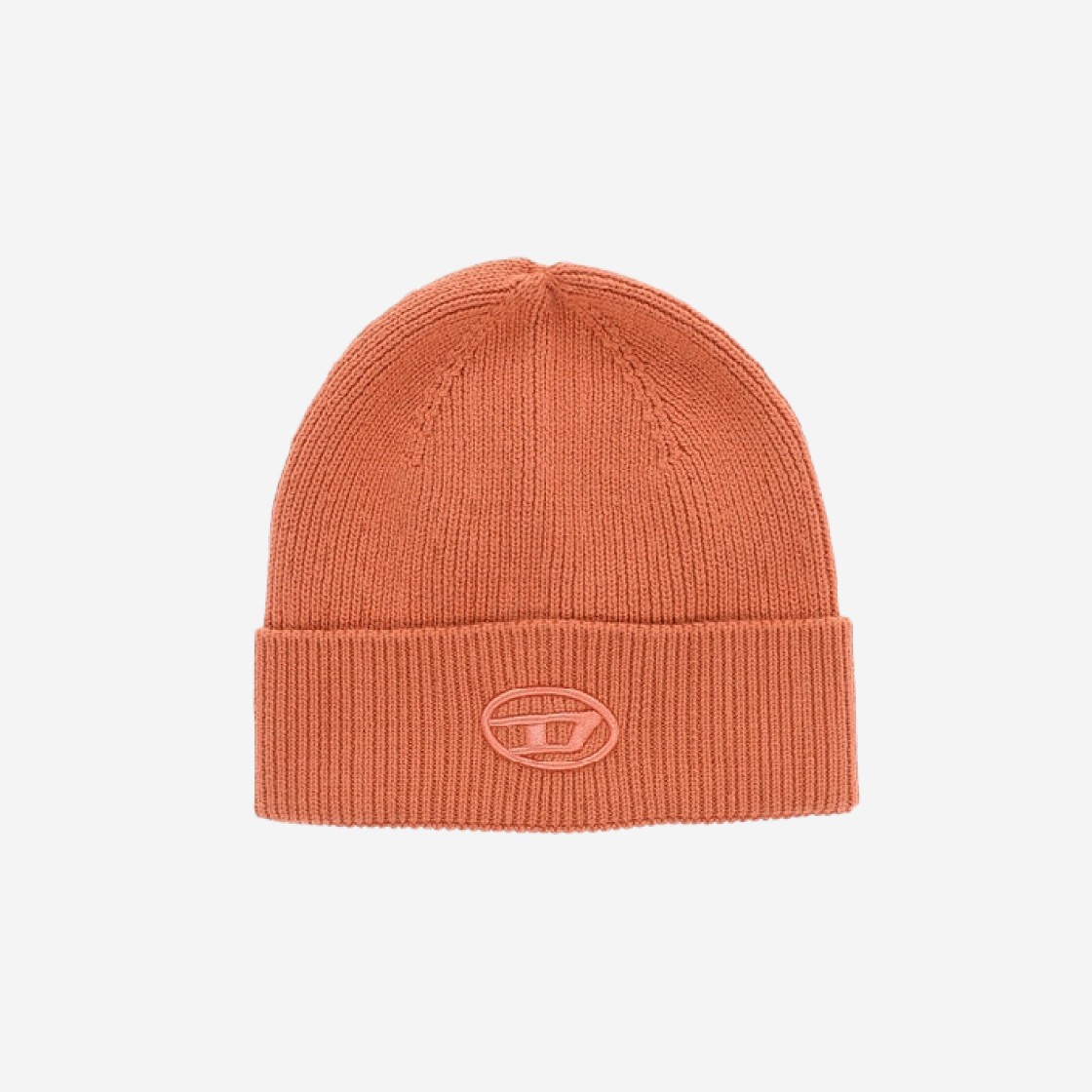 Diesel K-Coder-Fully B Ribbed Beanie with D Embroidery Orange 상세 이미지 1