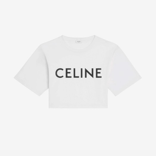 (W) 셀린느 크롭 티셔츠 코튼 저지 에크루 블랙