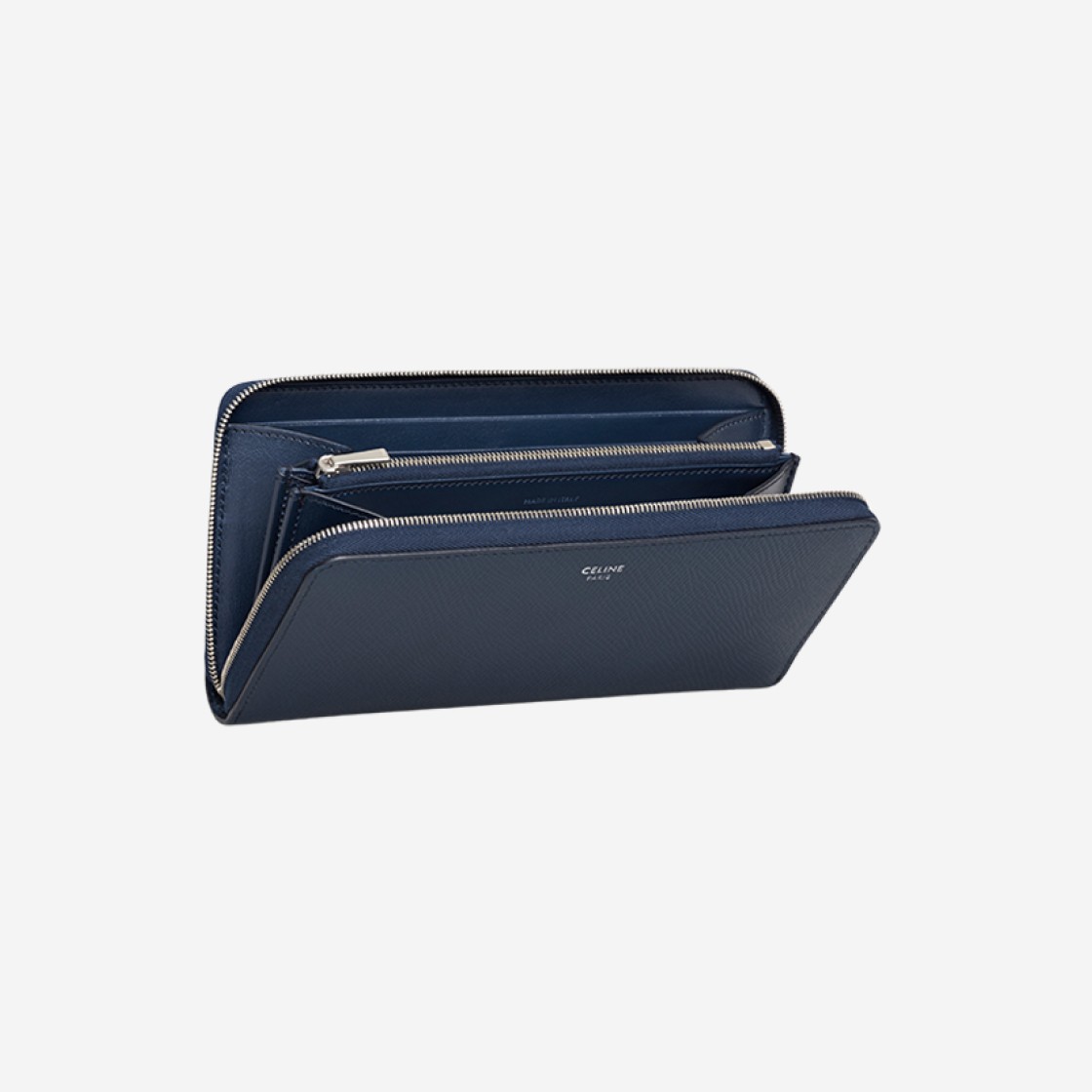 Celine Large Zipped Wallet in Grained Calfskin Navy Blue 상세 이미지 4