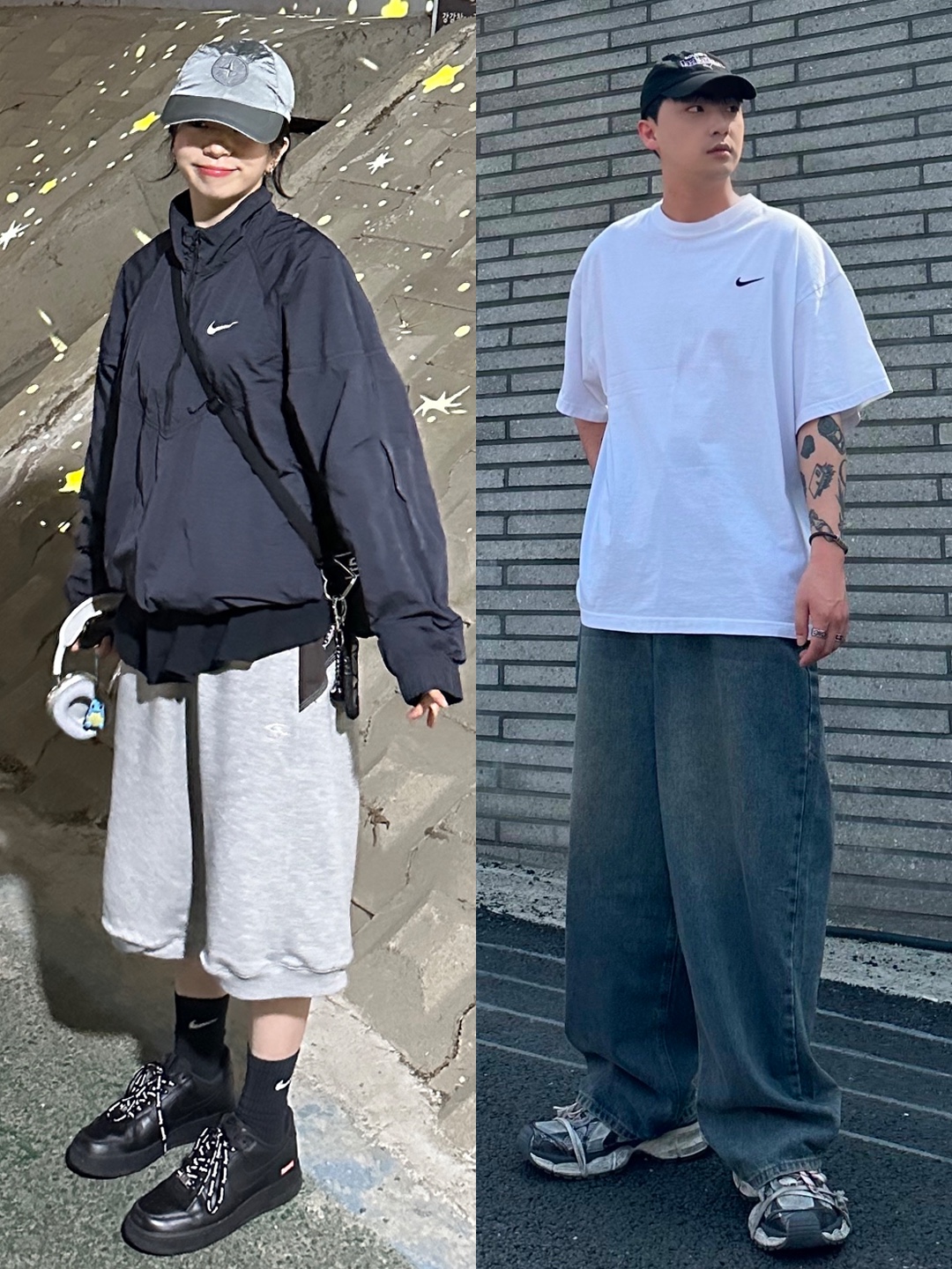 Nike x Stussy Windrunner Jacket Off Noir, Balenciaga 3XL Sneakers Grey White Red 착용 스타일 - 2