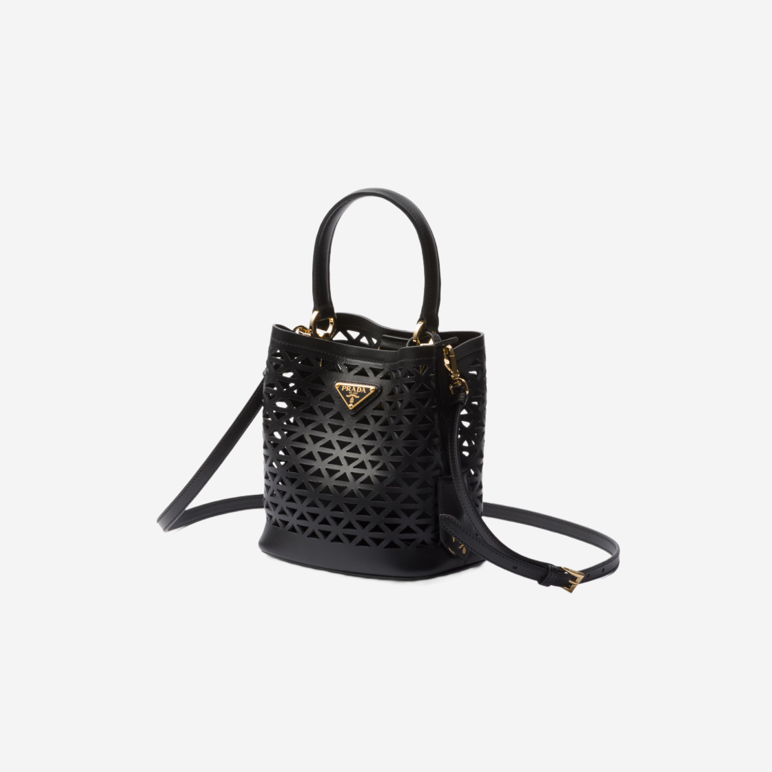 Prada Panier Leather Mini Bag with Cut Out Motif Black 상세 이미지 2