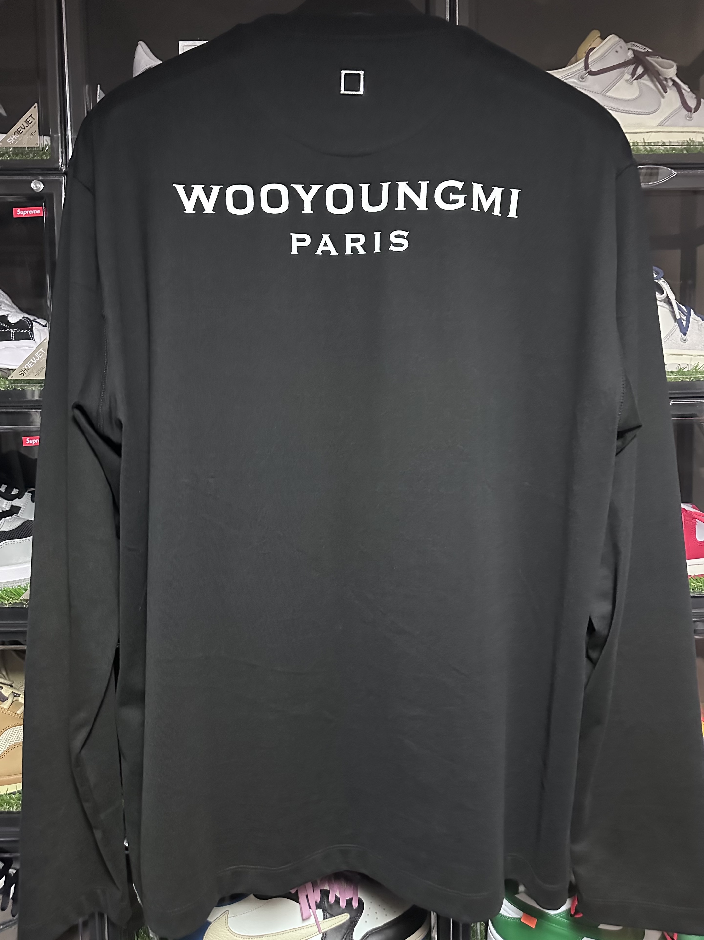 Wooyoungmi Cotton Back Logo Long Sleeve T-Shirt Black - 23FW 착용 스타일 - 1
