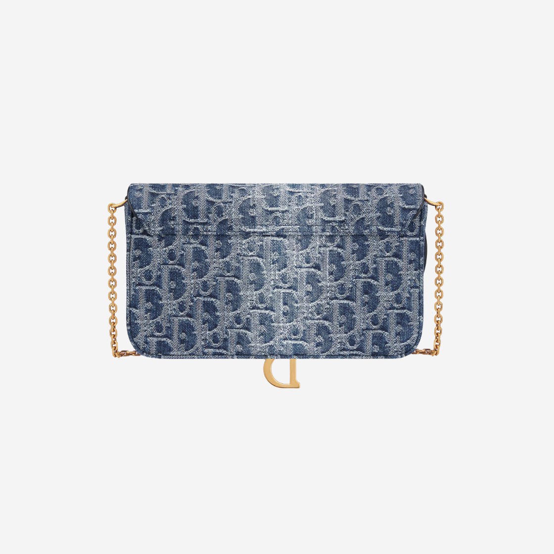 Dior Saddle Pouch with Chain Denim Oblique Jacquard Blue 상세 이미지 3