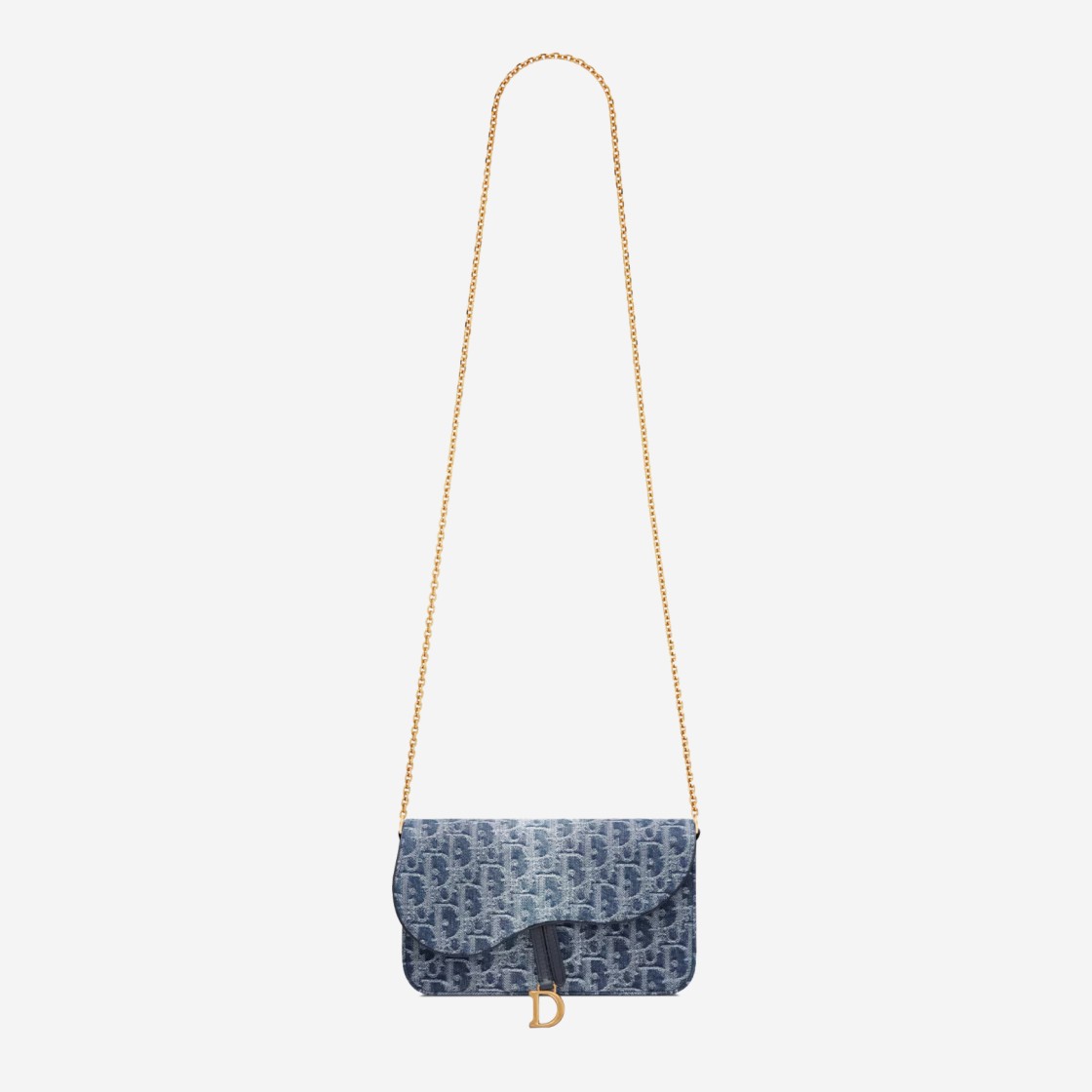 Dior Saddle Pouch with Chain Denim Oblique Jacquard Blue 상세 이미지 4