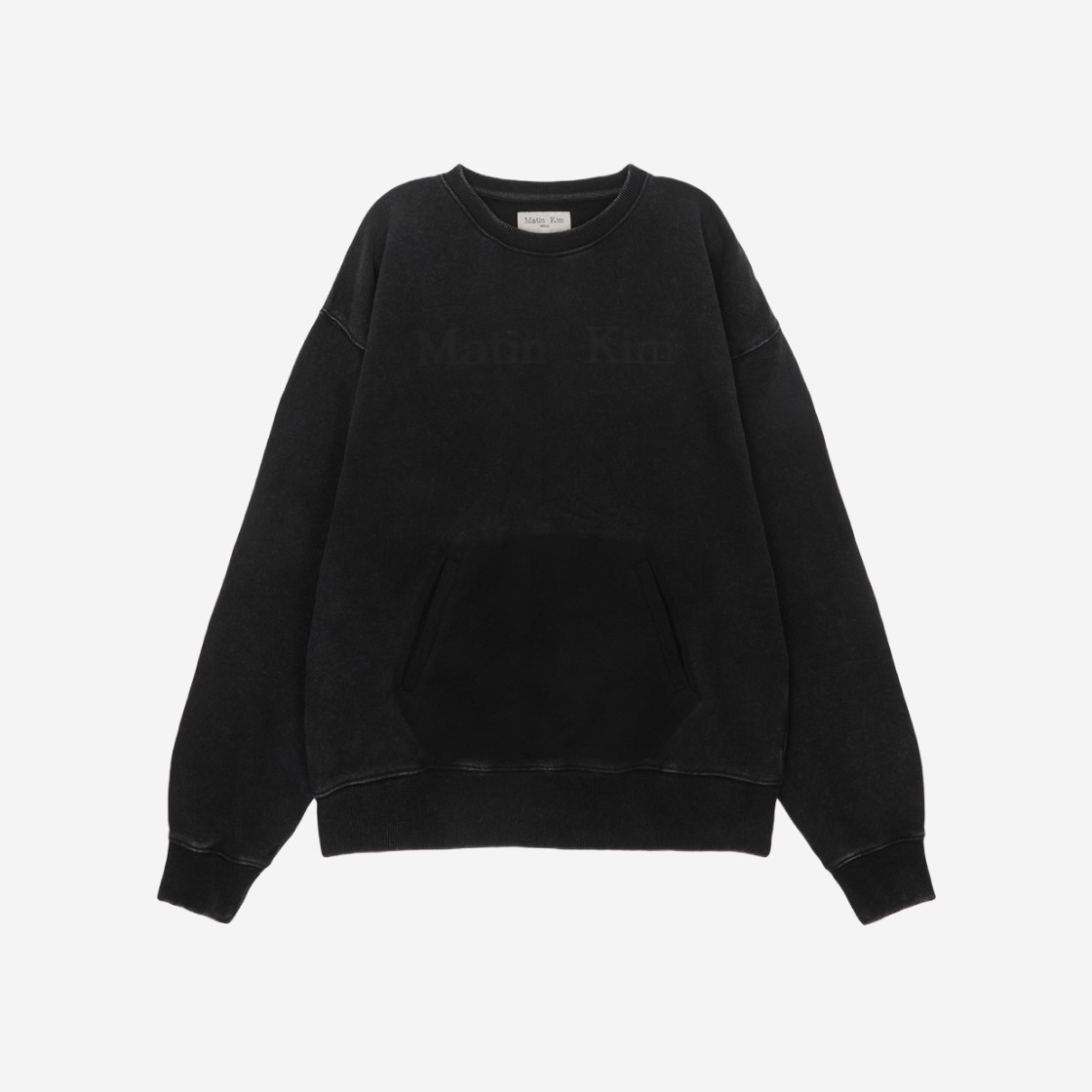 (W) Matin Kim Pigment Dying Logo Sweatshirt Black 상세 이미지 1