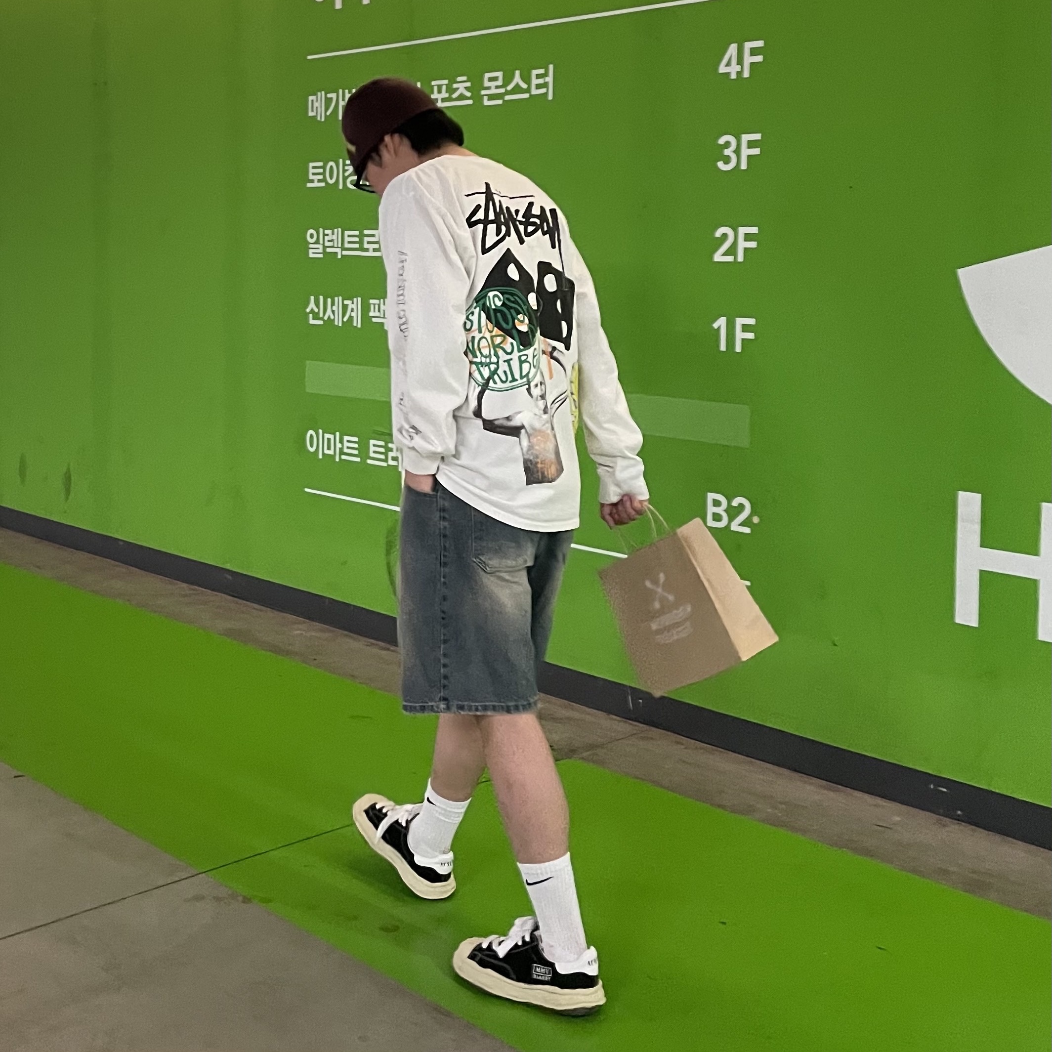 Maison Mihara Yasuhiro Blakey VL OG Sole Canvas Low-top Sneakers Black, Stussy Strike Pigment Dyed LS T-Shirt Natural 착용 스타일