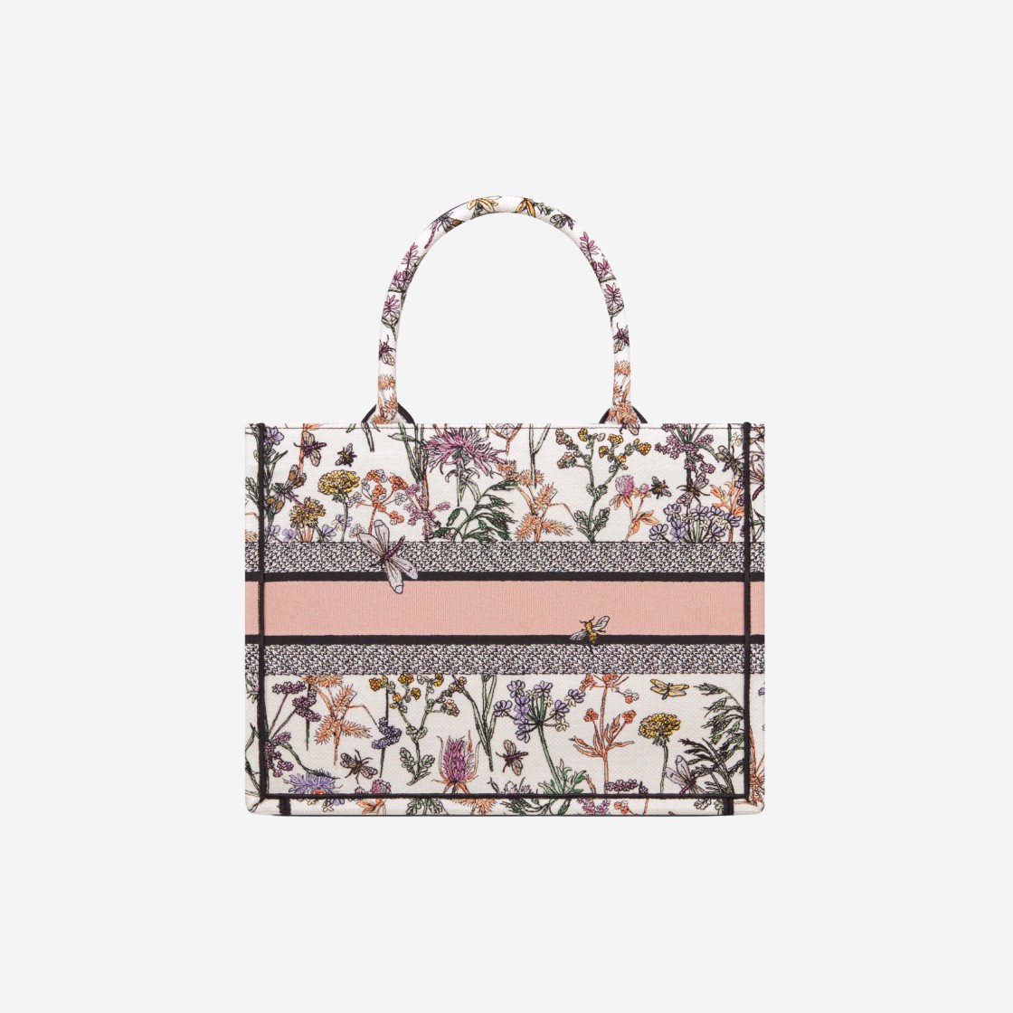 Dior Medium Book Tote Herbarium Embroidery White Multicolor 상세 이미지 3