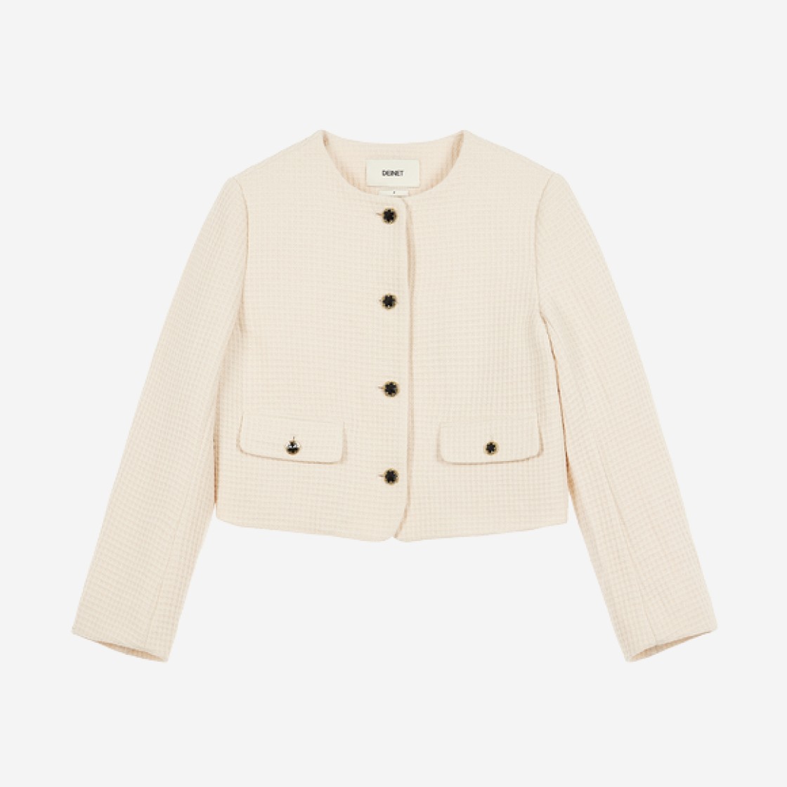 (W) Deinet Gold Botton Tweed Jacket in Cream 상세 이미지 1