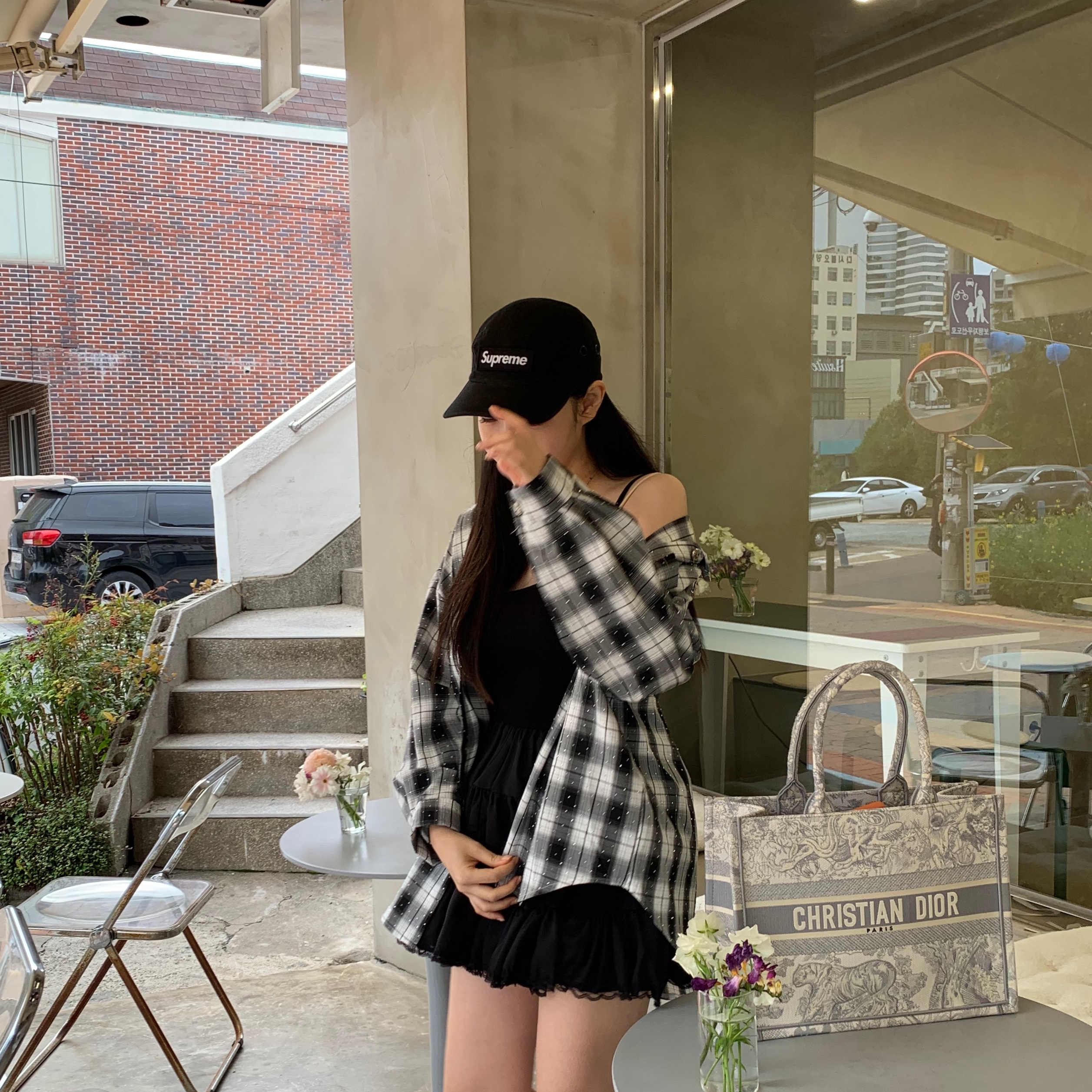 Supreme Military Camp Cap Black - 24SS 착용 스타일 - 2