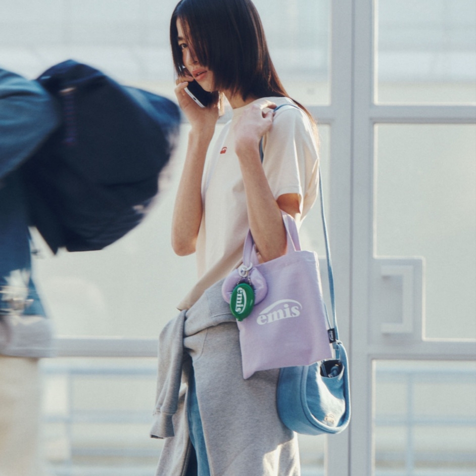 Emis Mini Cotton Eco Bag Mint 착용 스타일 - 1