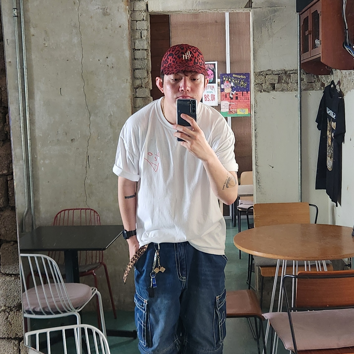 Supreme x Toy Machine Webbing Belt Leopard - 24SS, True Religion x Fetch Denim Separate Cargo Pants Indigo 착용 스타일