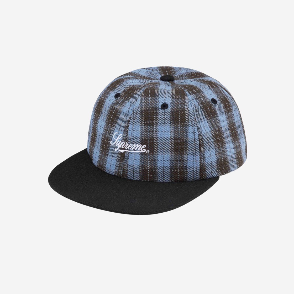 Supreme Script Logo 6-Panel Blue Plaid - 24SS 상세 이미지 1