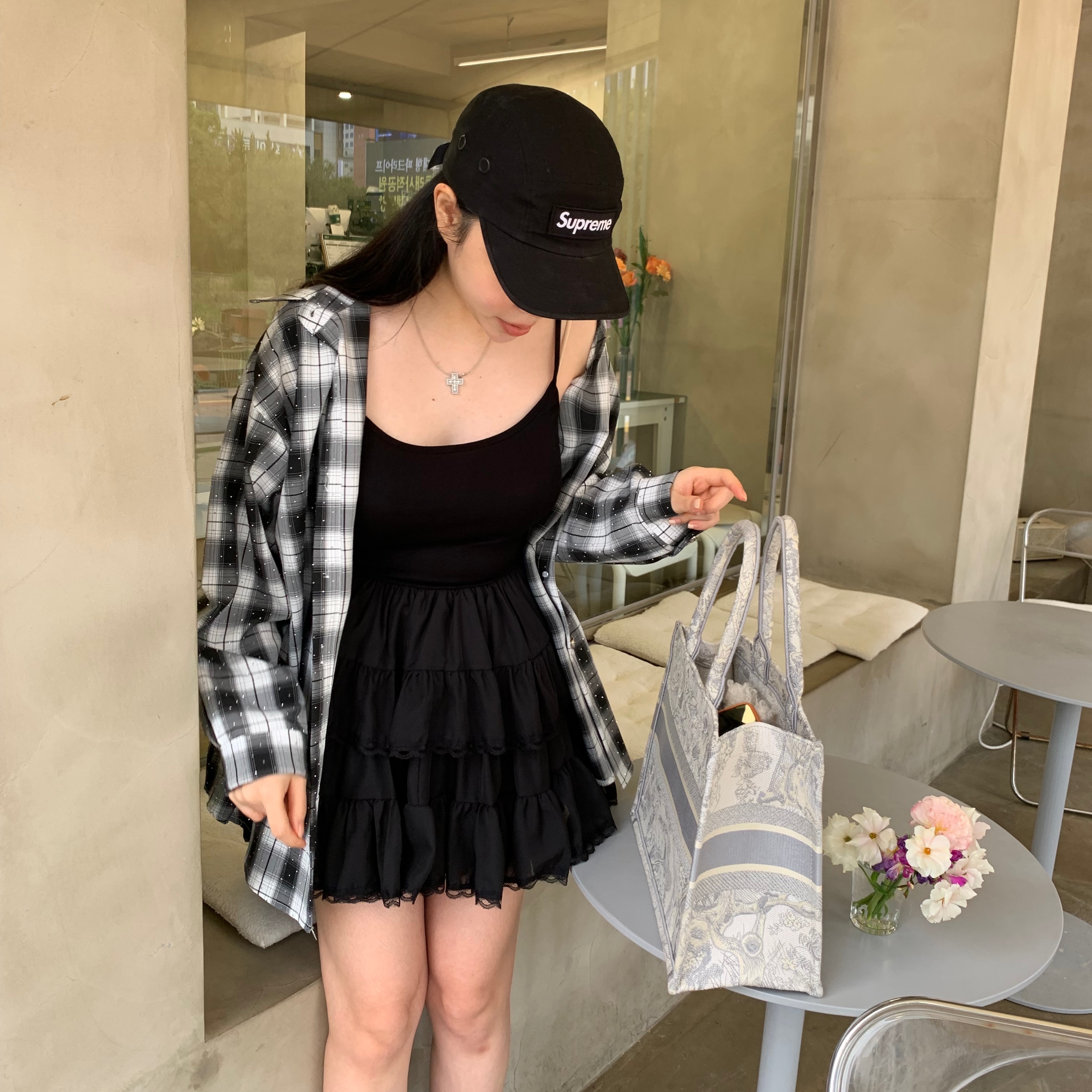 Supreme Military Camp Cap Black - 24SS 착용 스타일 - 4
