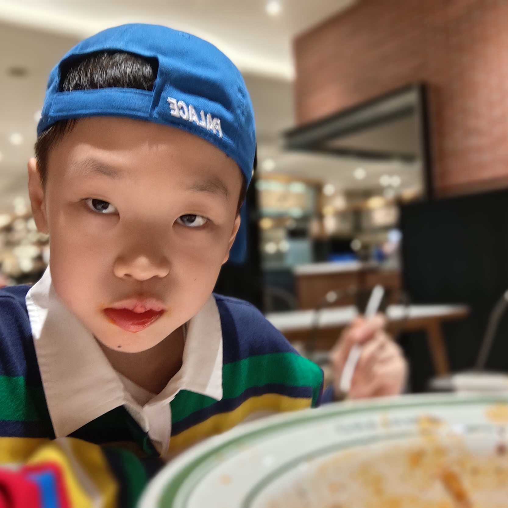 (Kids) Palace x Gap Duck 6-Panel Blue - 24SS, (Kids) Palace x Gap Rugby Shirt Multi - 24SS 착용 스타일