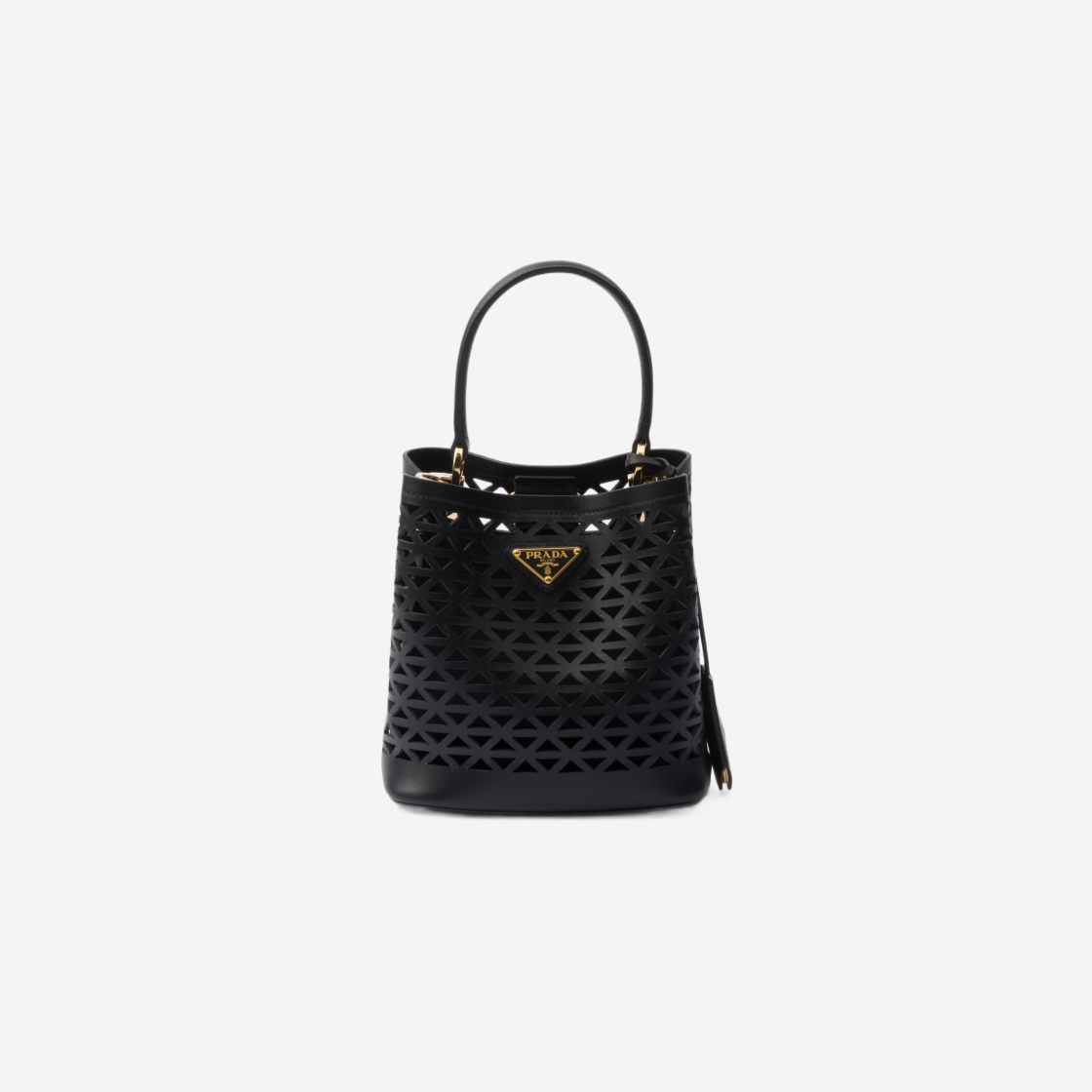 Prada Panier Leather Mini Bag with Cut Out Motif Black 상세 이미지 1