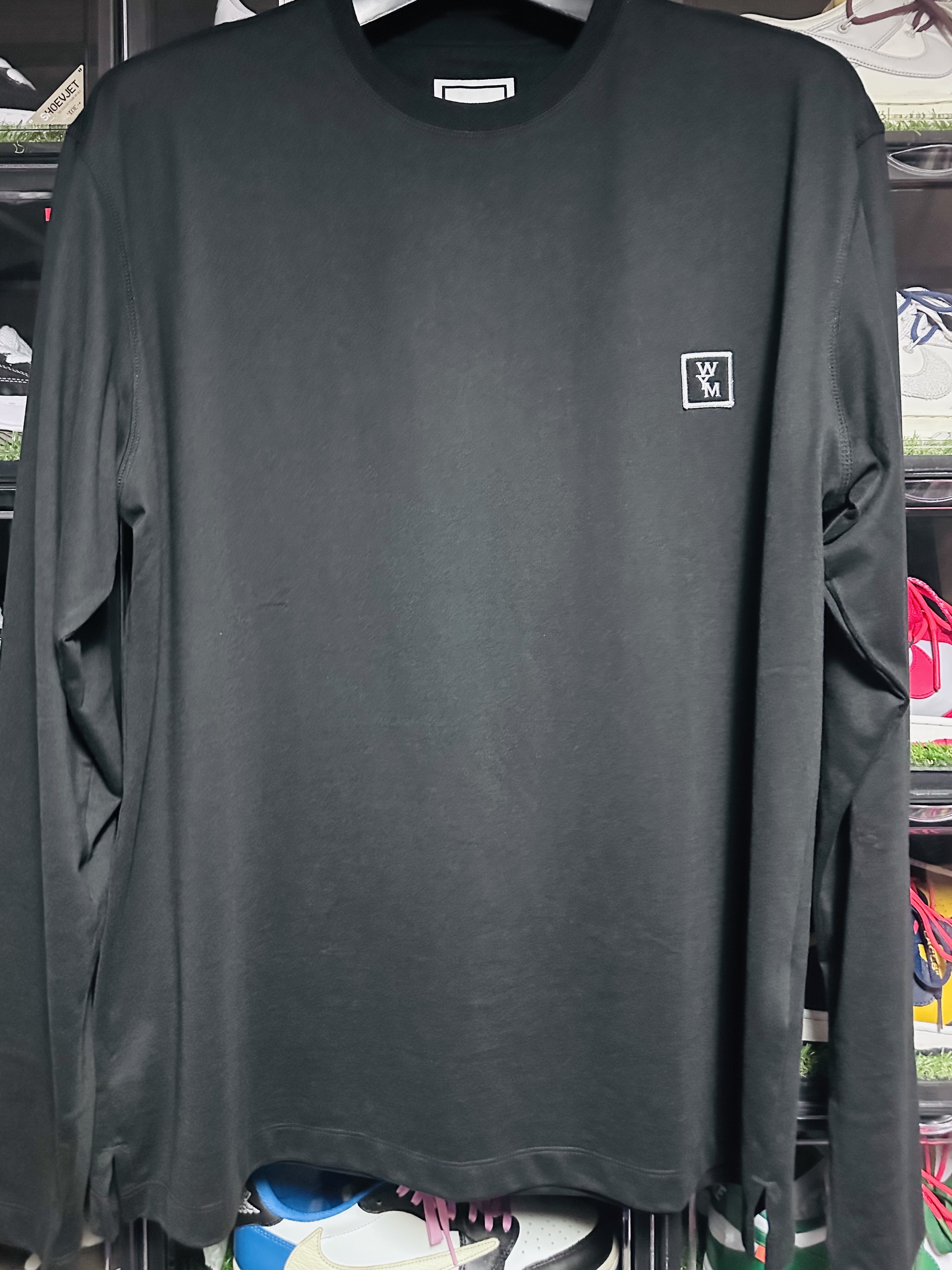 Wooyoungmi Cotton Back Logo Long Sleeve T-Shirt Black - 23FW 착용 스타일 - 2