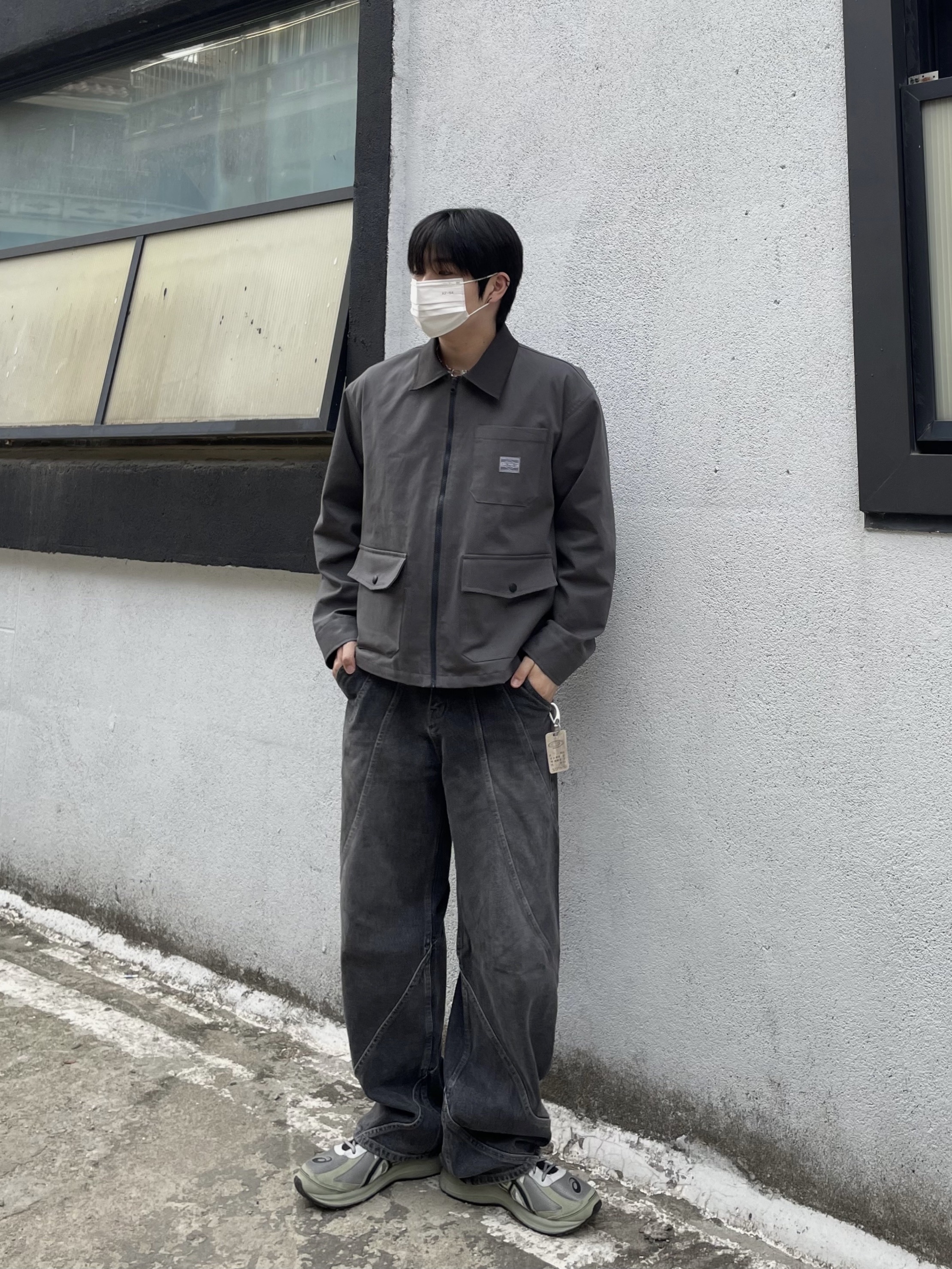Asics Jog 100 S Sheet Rock - 2E Wide 착용 스타일