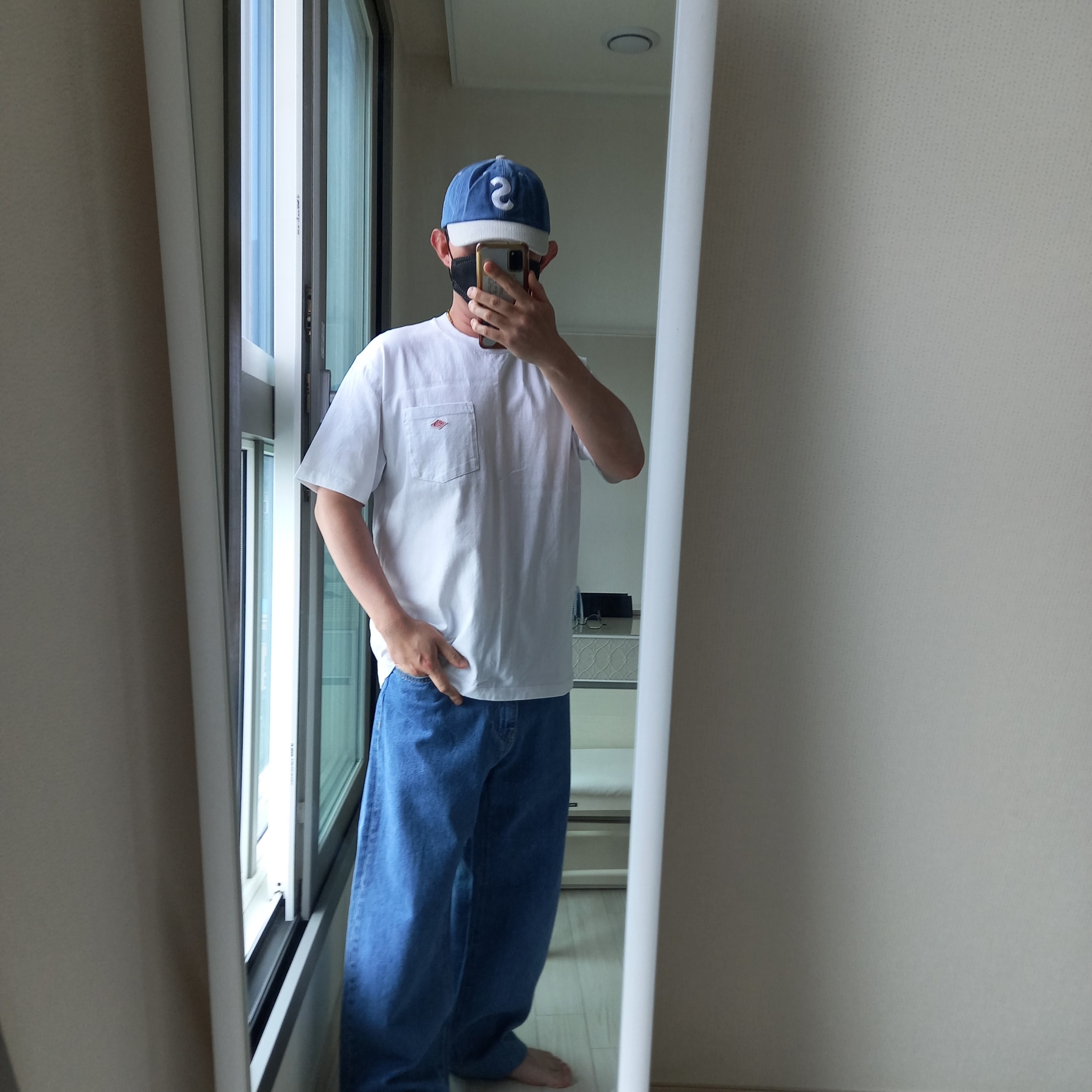 Danton Plain Short Sleeve Pocket T-Shirt White, Danton Plain Short Sleeve Pocket T-Shirt Navy 착용 스타일 - 4