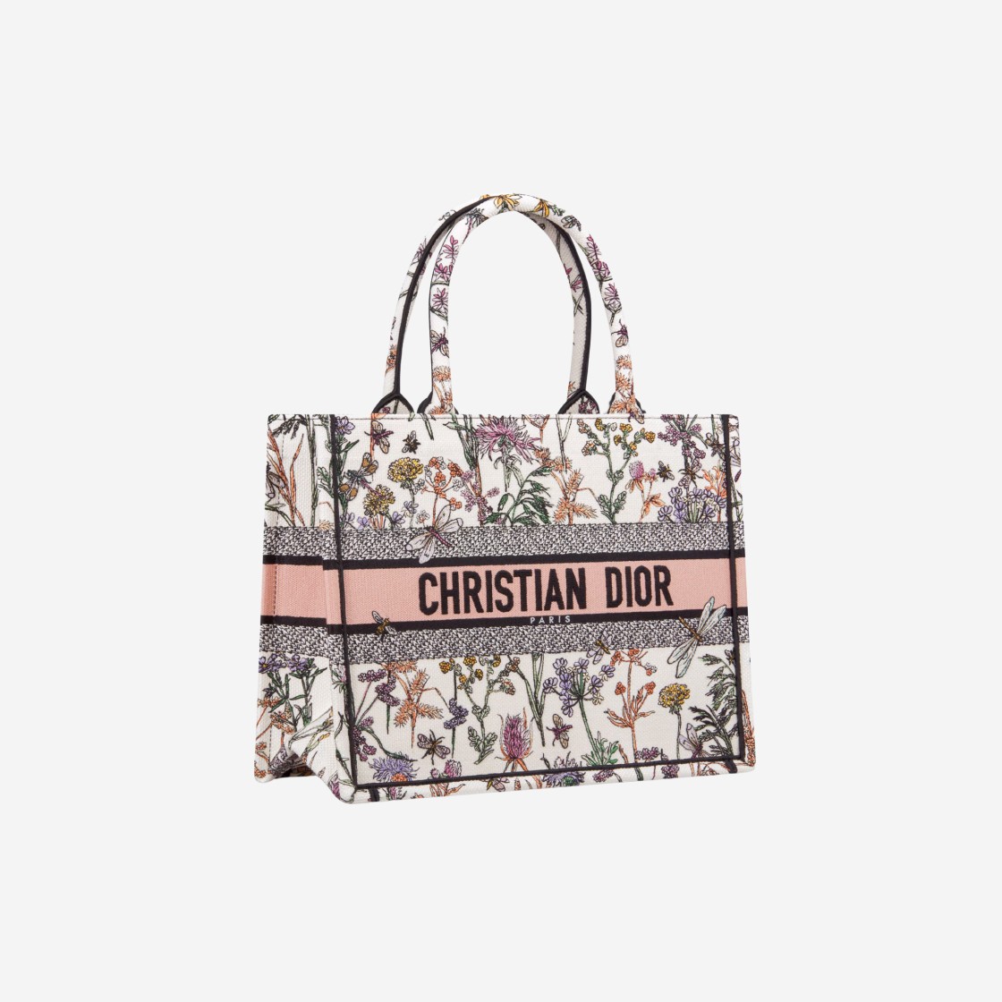 Dior Medium Book Tote Herbarium Embroidery White Multicolor 상세 이미지 2