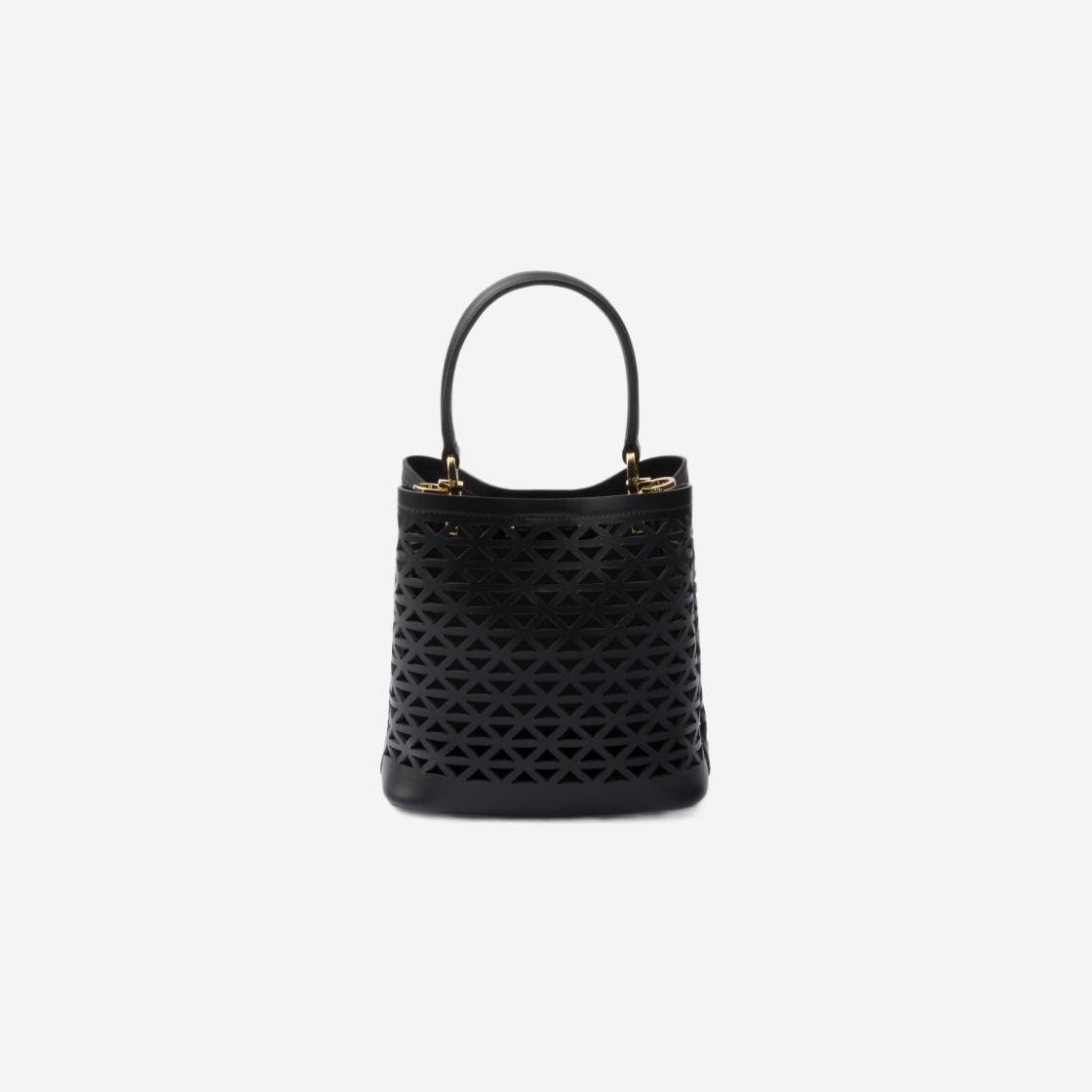 Prada Panier Leather Mini Bag with Cut Out Motif Black 상세 이미지 3