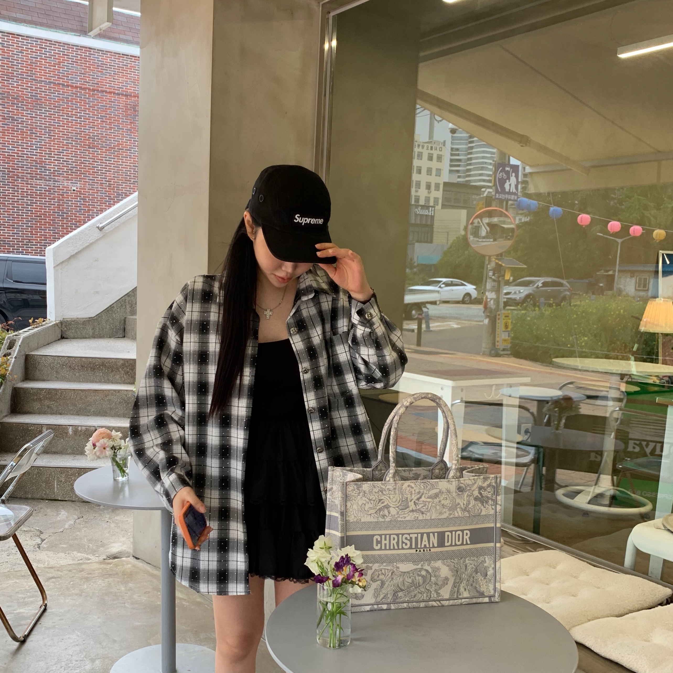 Supreme Military Camp Cap Black - 24SS 착용 스타일 - 5