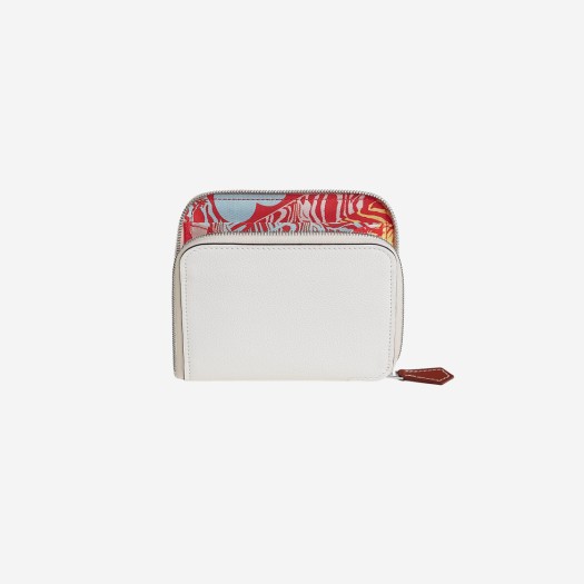 에르메스 실크인 컴팩트 지갑 에버컬러 바레니아 & 팔라듐 하드웨어 뉴 화이트 카푸치네 블루 제피르