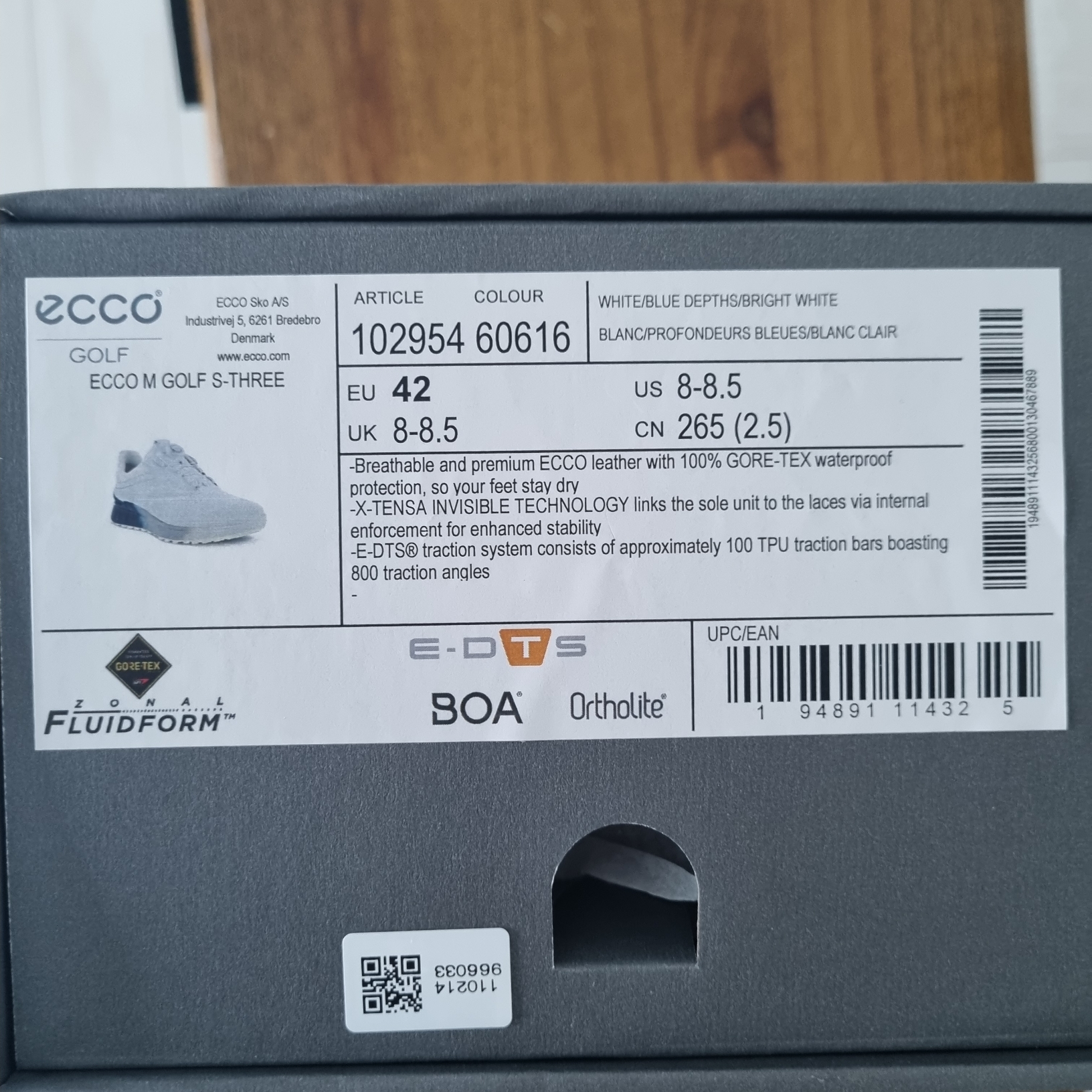 Ecco Golf S-Three White Blue Depths 착용 스타일 - 2