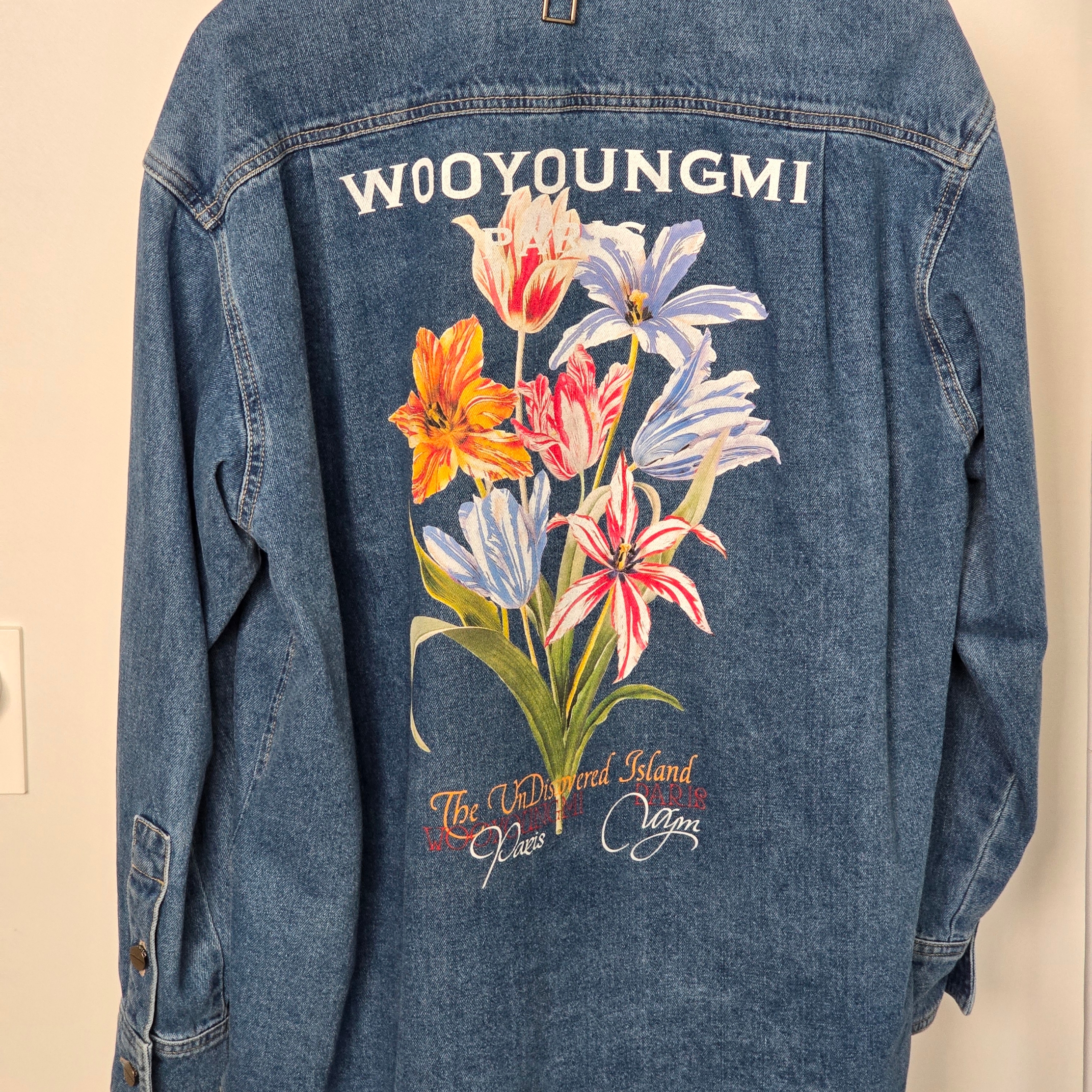 Wooyoungmi Flower Print Denim Shirt Blue - 24SS 착용 스타일 - 1